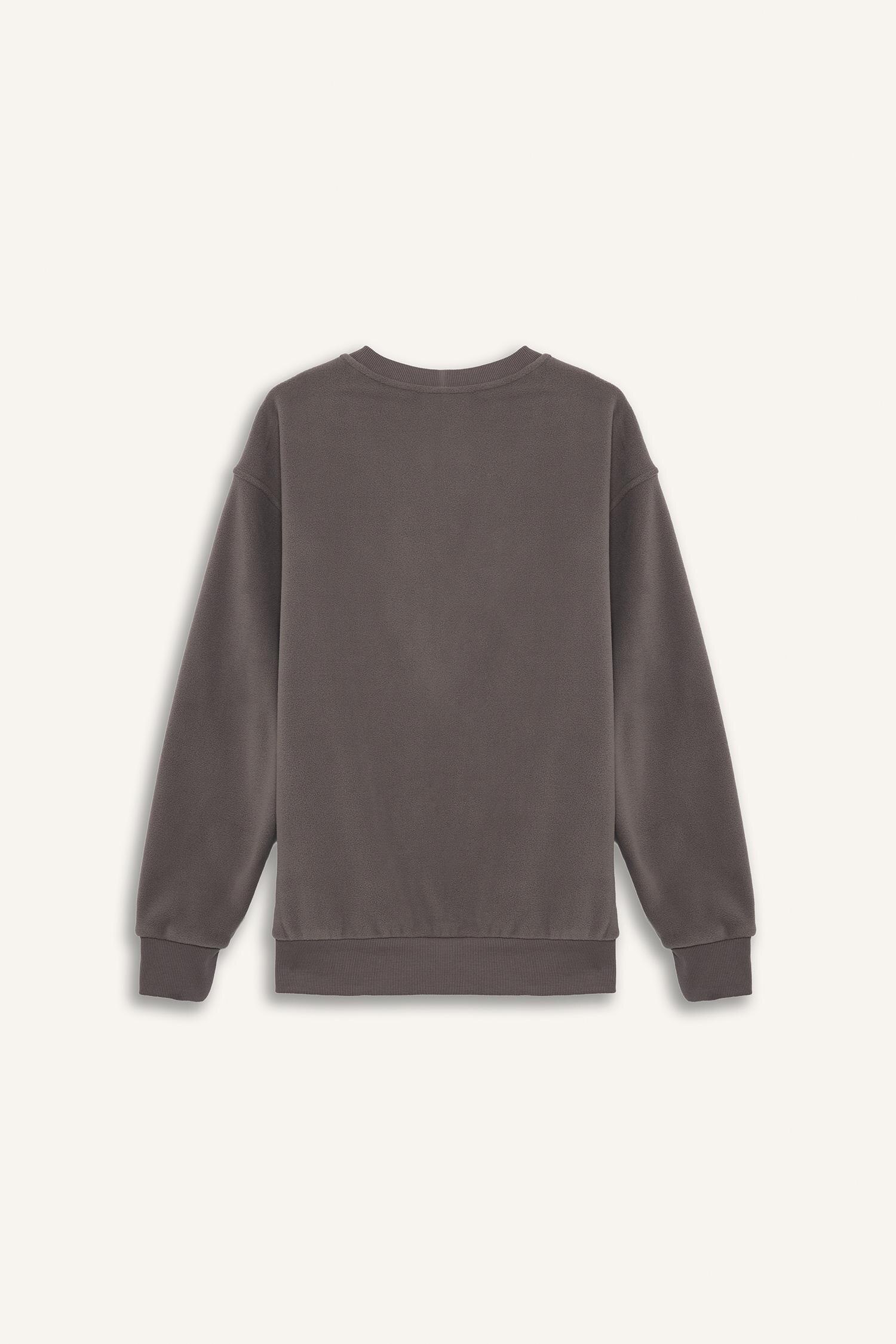 Sweat-shirt Polaire Homme Sans Capuche - Col Rond, Manches Longues, Coupe Slim, En Sherpa Doux Pour L'hiver
