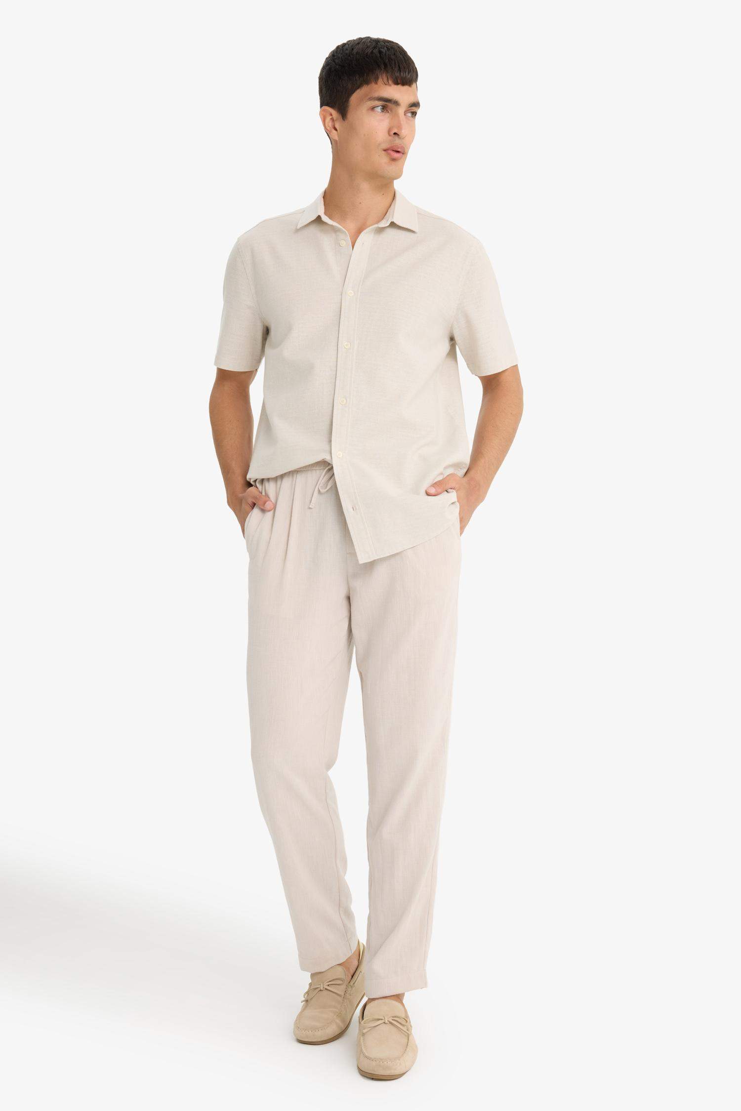 Regular Fit Polo Neck Cotton Shirt