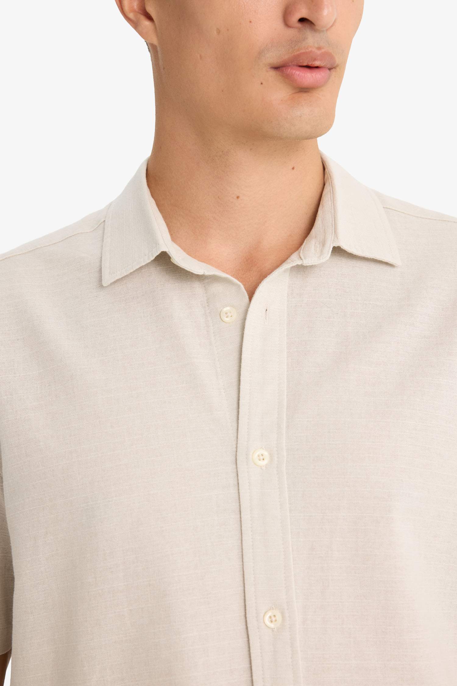 Regular Fit Polo Neck Cotton Shirt