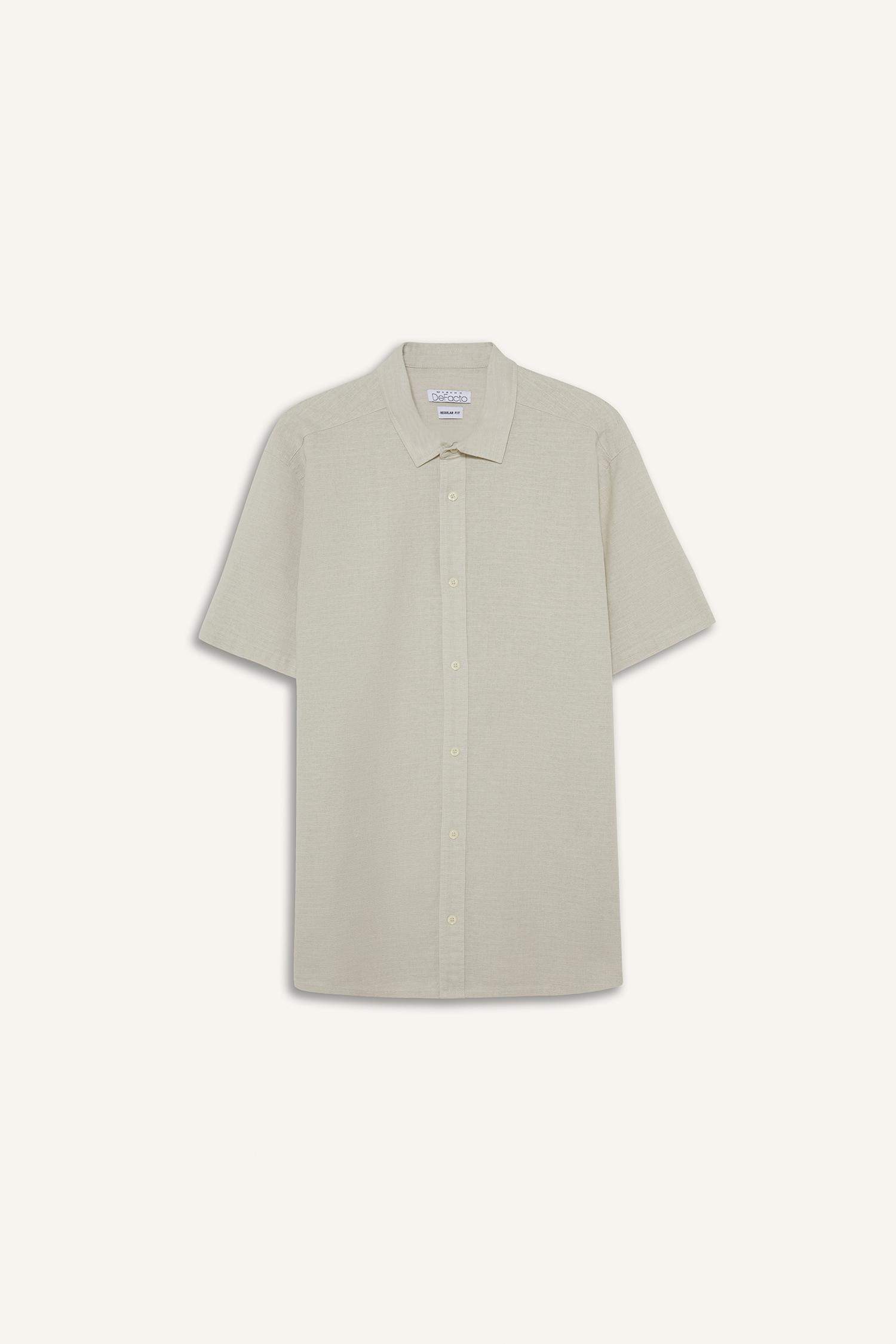 Regular Fit Polo Neck Cotton Shirt