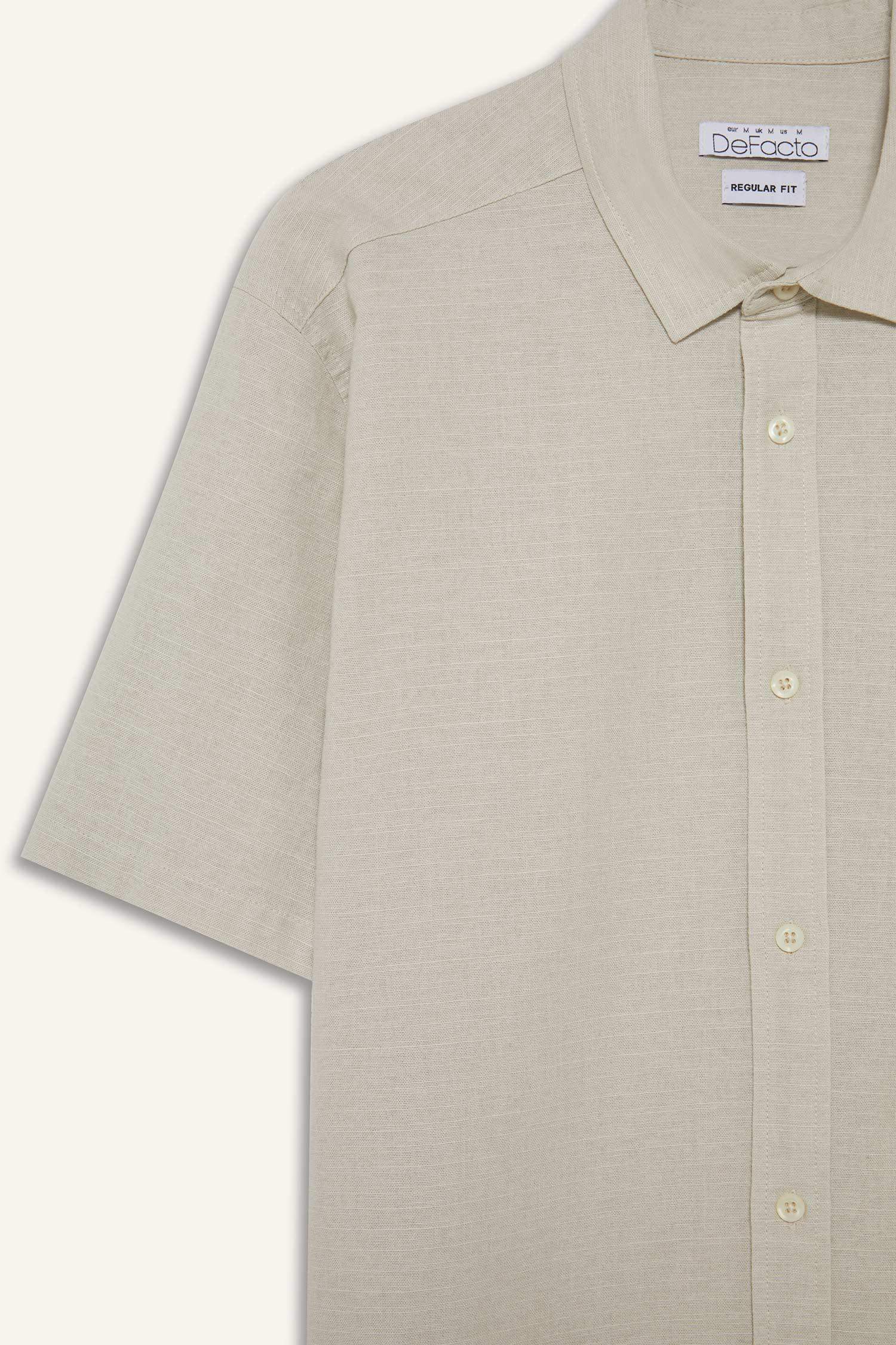 Regular Fit Polo Neck Cotton Shirt