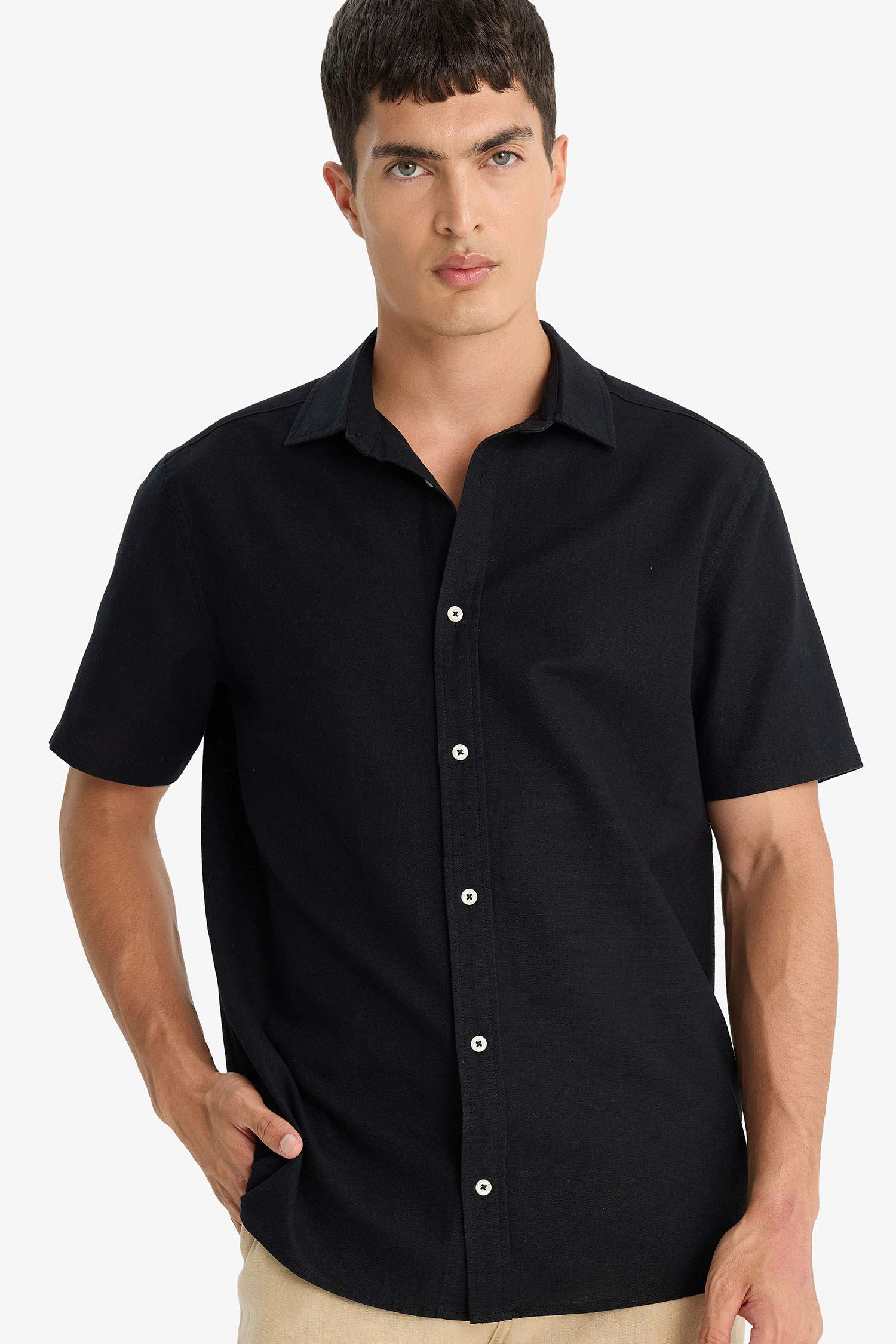 Chemise en coton à manches courtes Coupe régulière