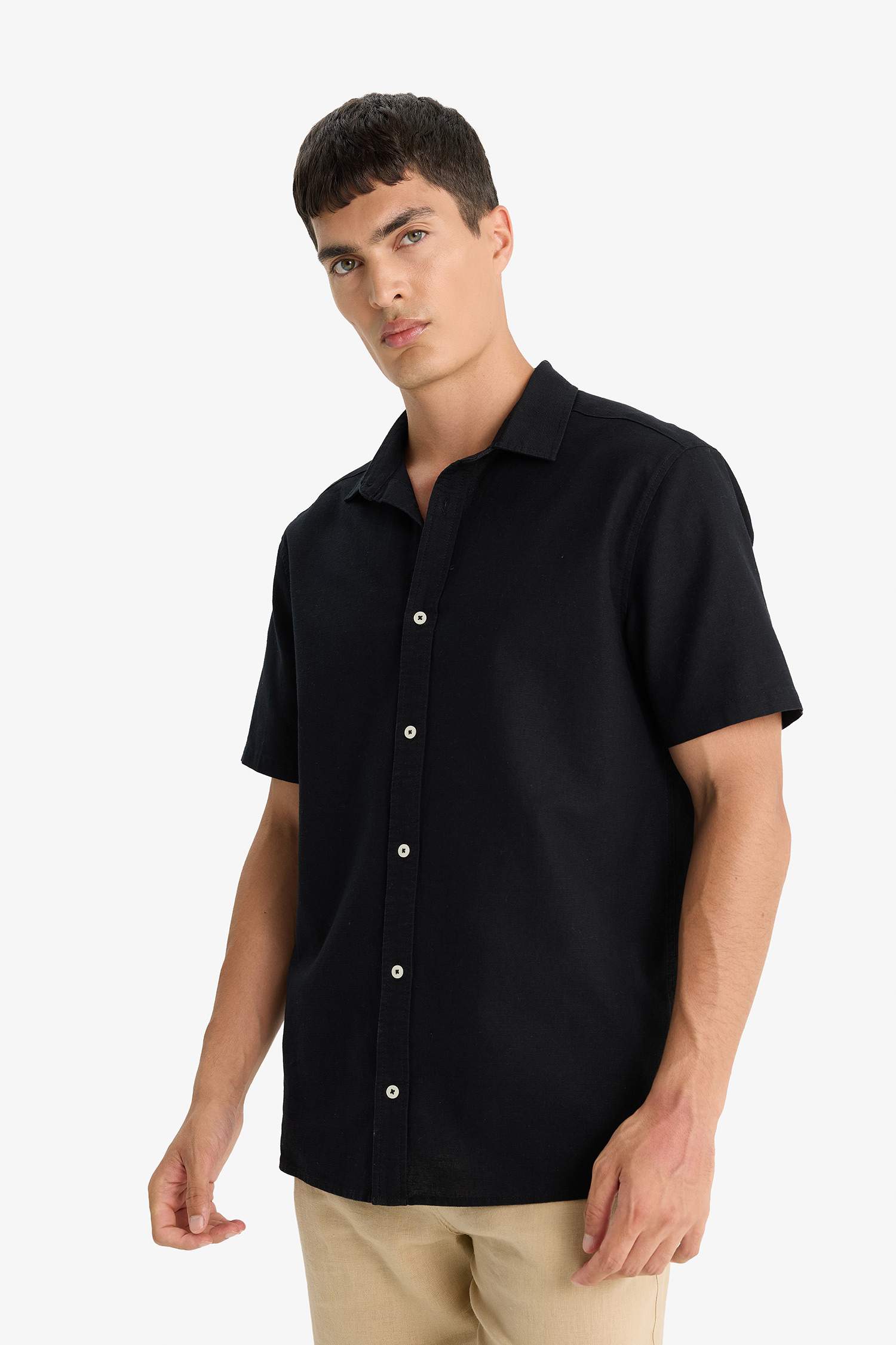 Chemise en coton à manches courtes Coupe régulière