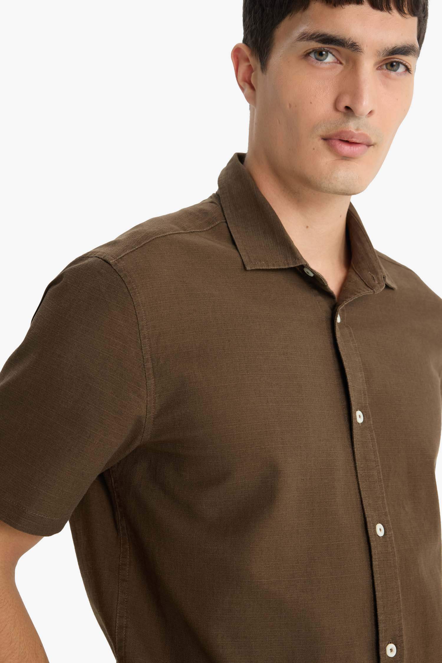 Regular Fit Polo Neck Cotton Short Sleeve Shirt