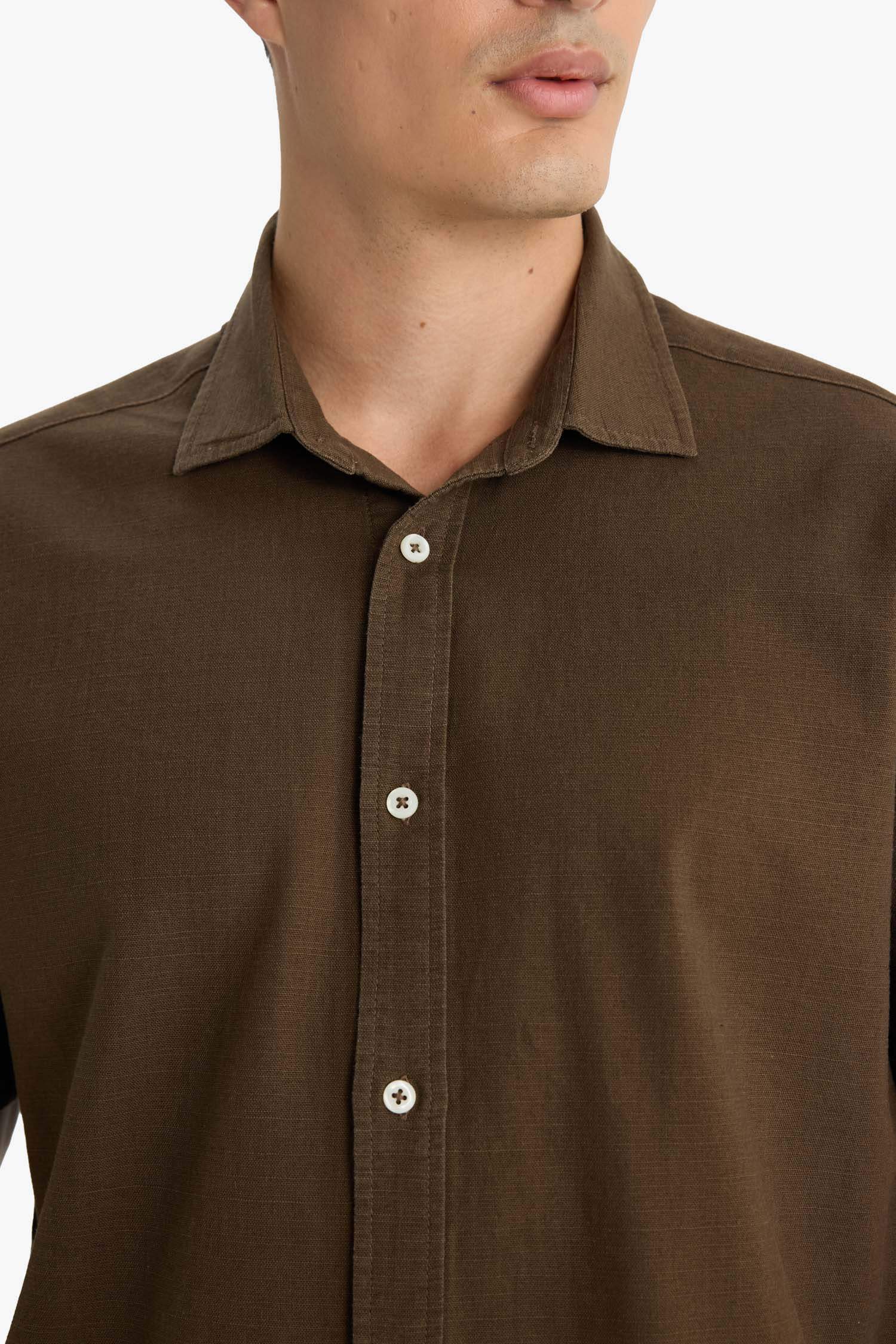 Regular Fit Polo Neck Cotton Short Sleeve Shirt