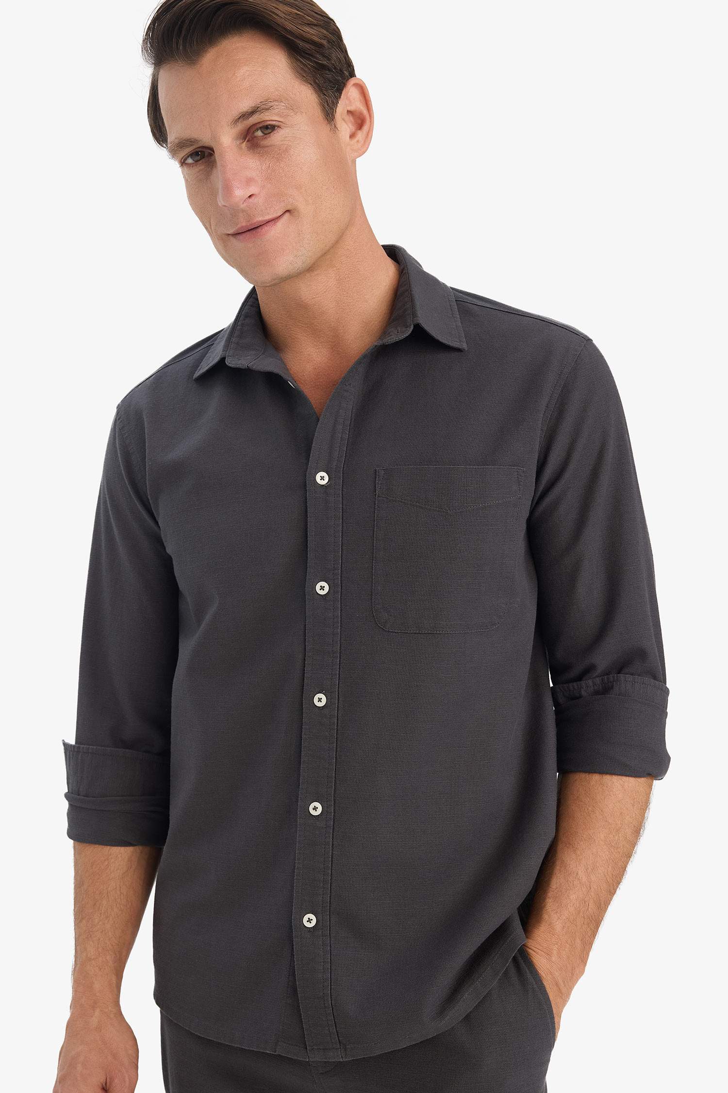 поло жаға мақта Ұзын жеңді көйлек