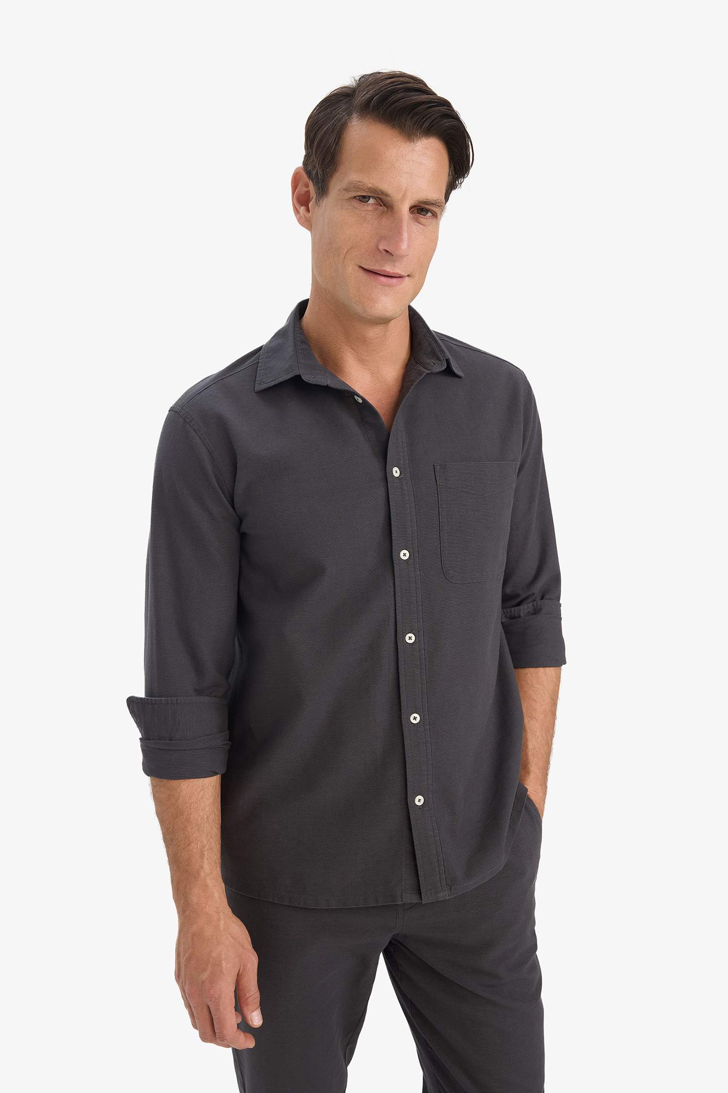 поло жаға мақта Ұзын жеңді көйлек