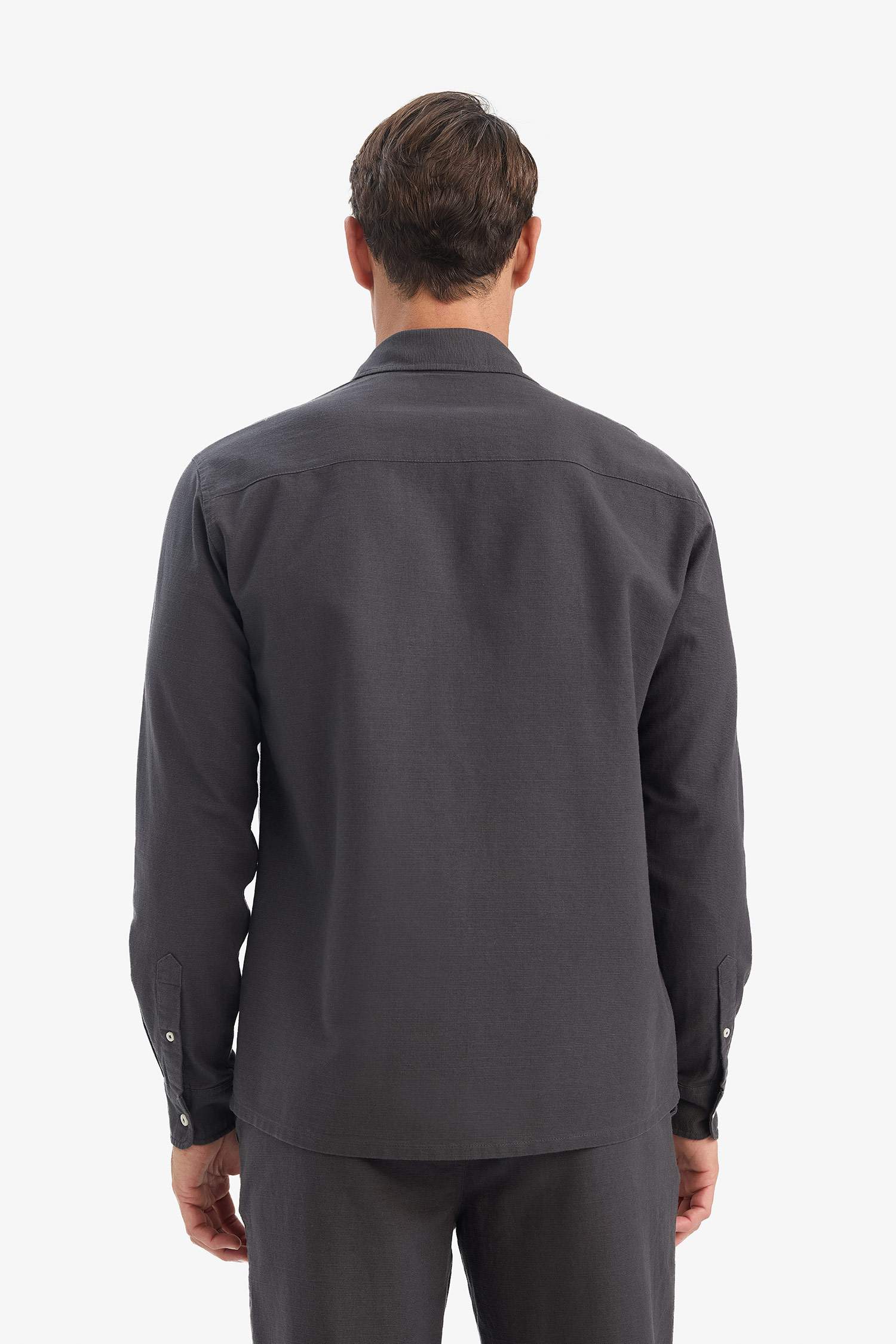 Регулярный крой, поло-воротник, хлопковая рубашка с длинными рукавами