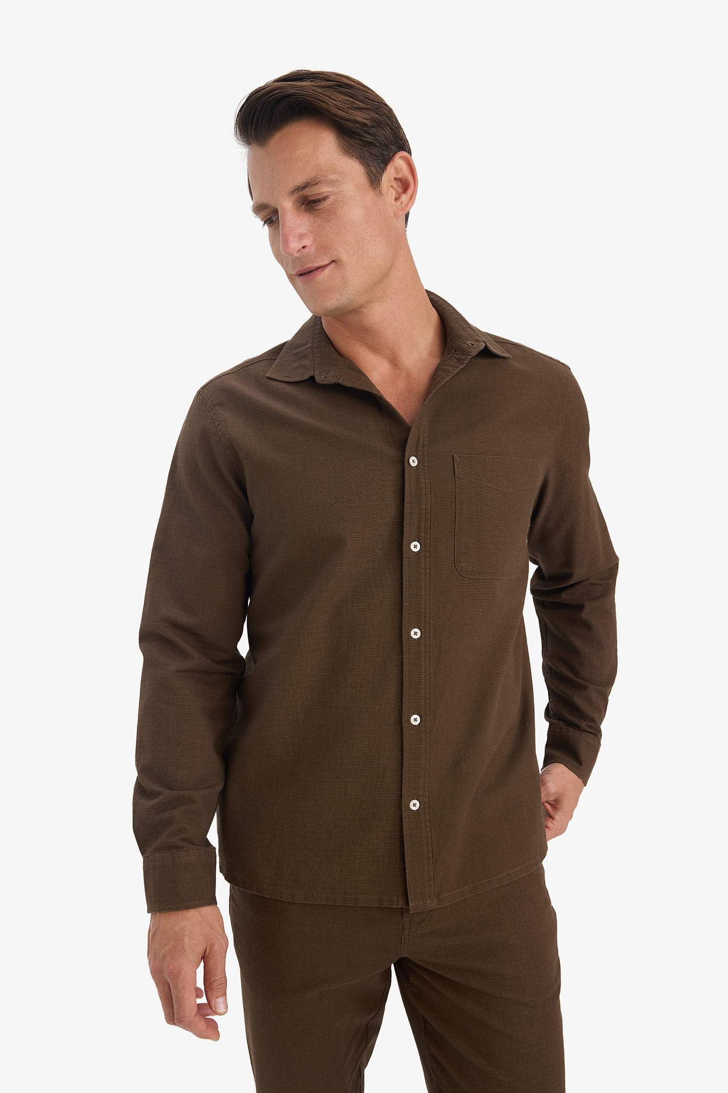 поло жаға мақта Ұзын жеңді көйлек