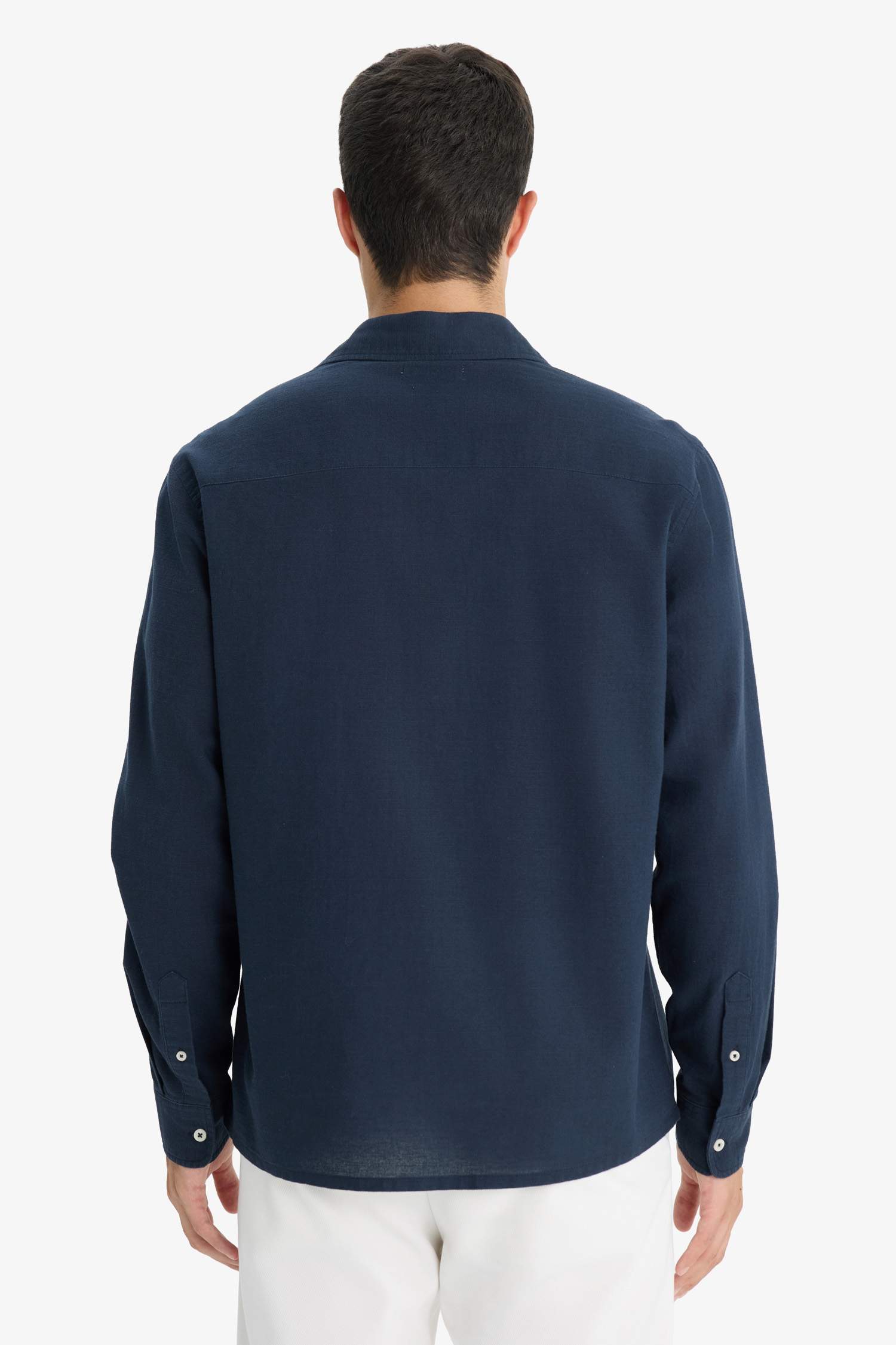 Регулярный крой, поло-воротник, хлопковая рубашка с длинными рукавами