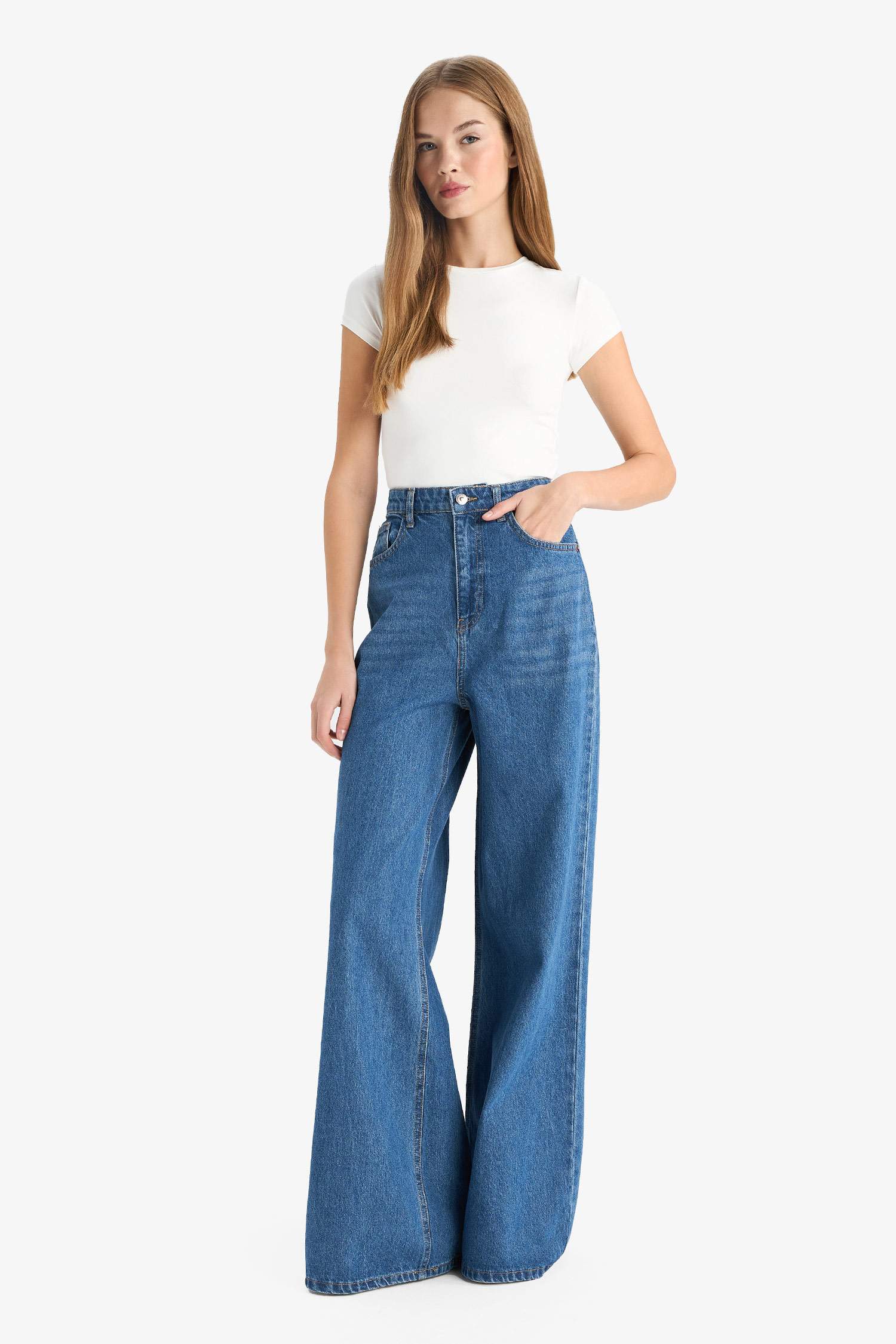 Wide Leg High Waist Long Jeans