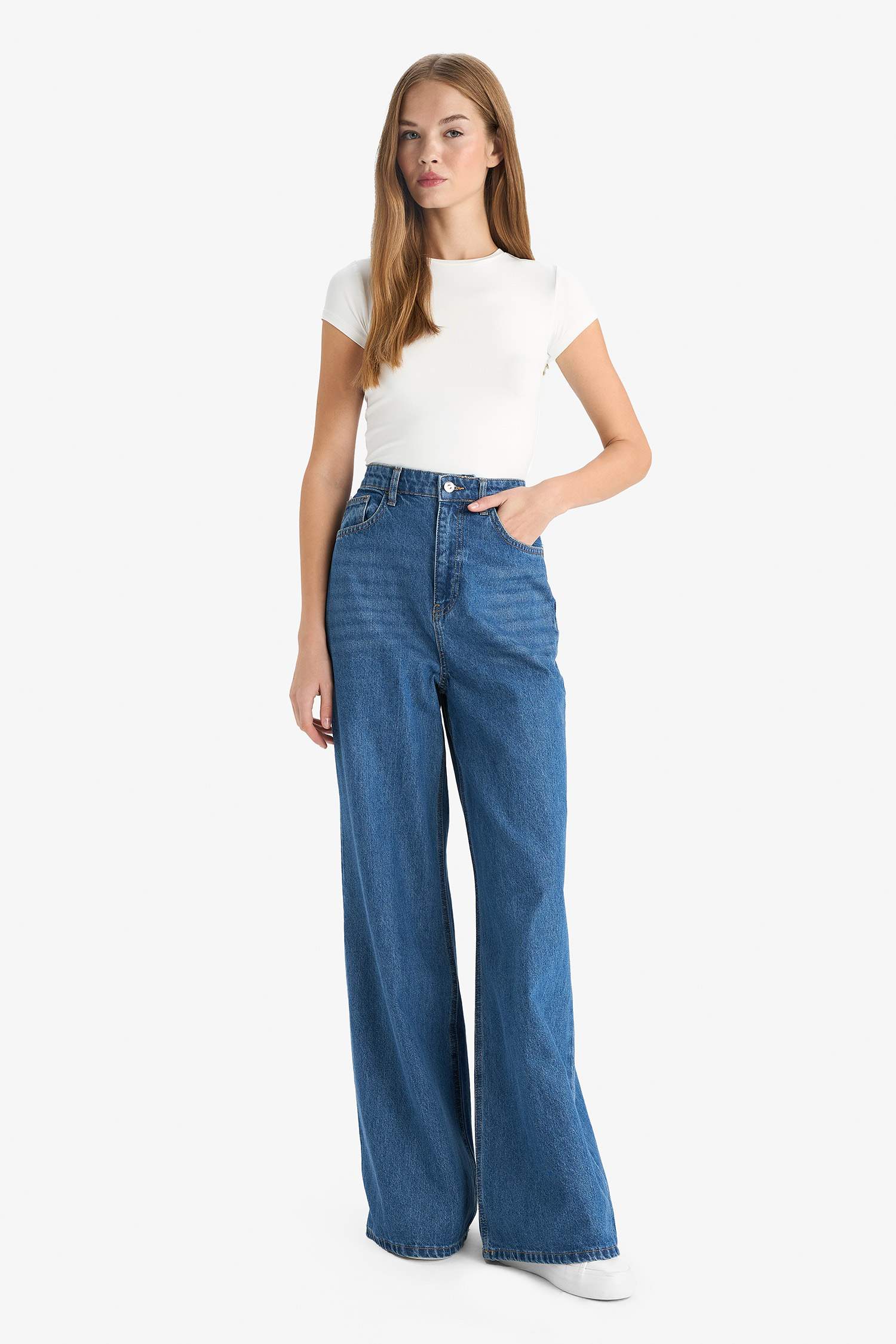 Wide Leg High Waist Long Jeans