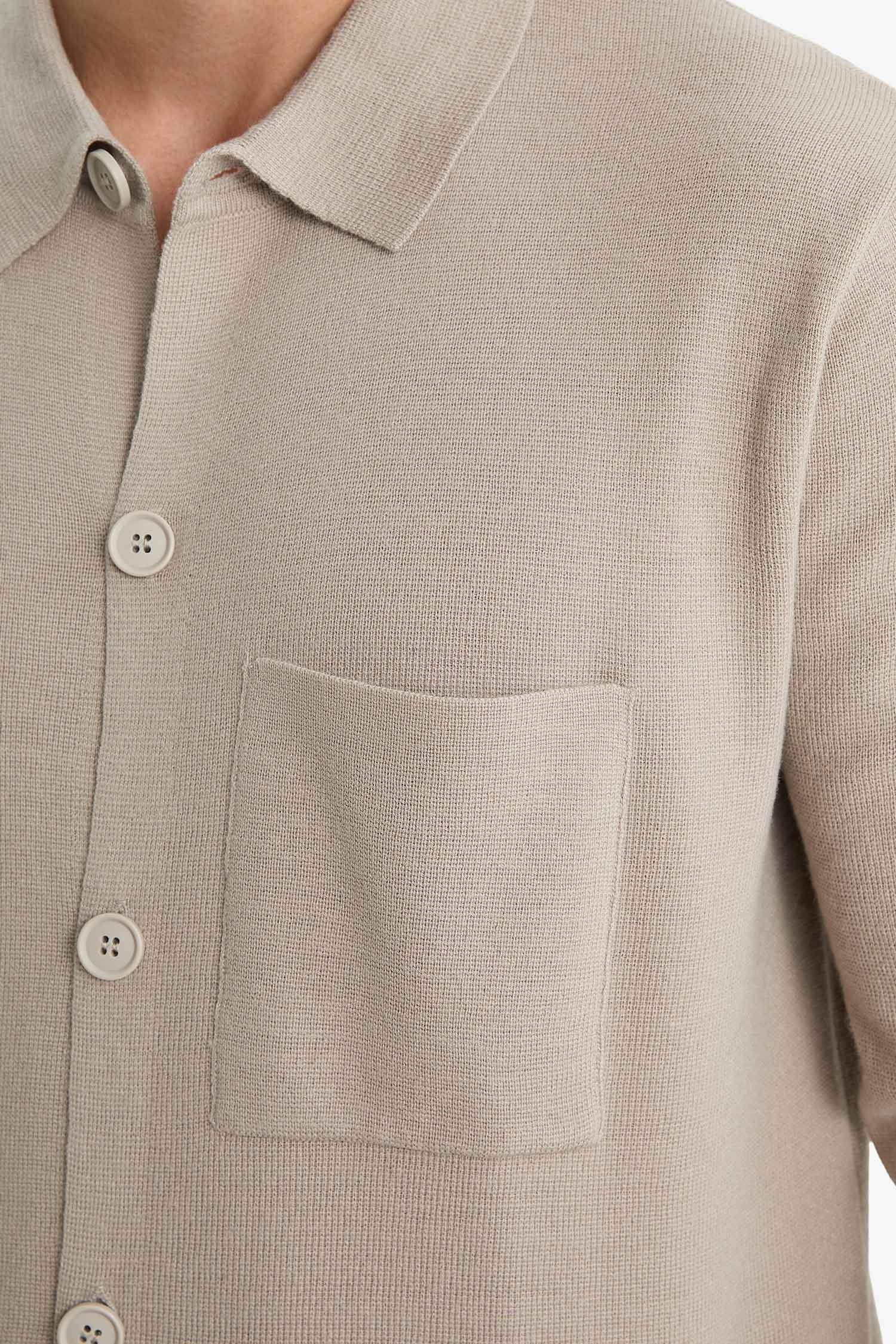 Standard Fit Polo Neck Knit Cardigan