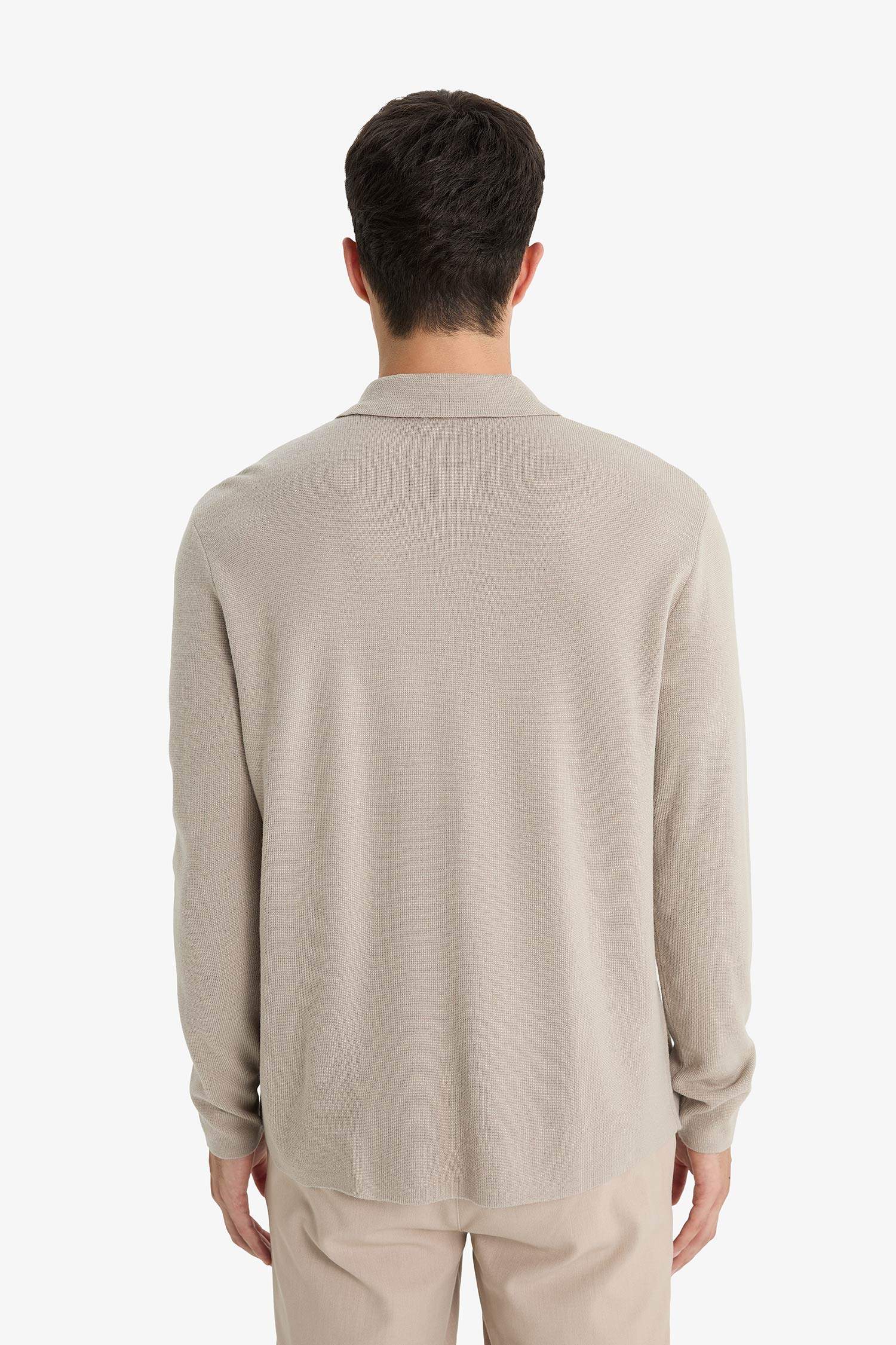 Standard Fit Polo Neck Knit Cardigan