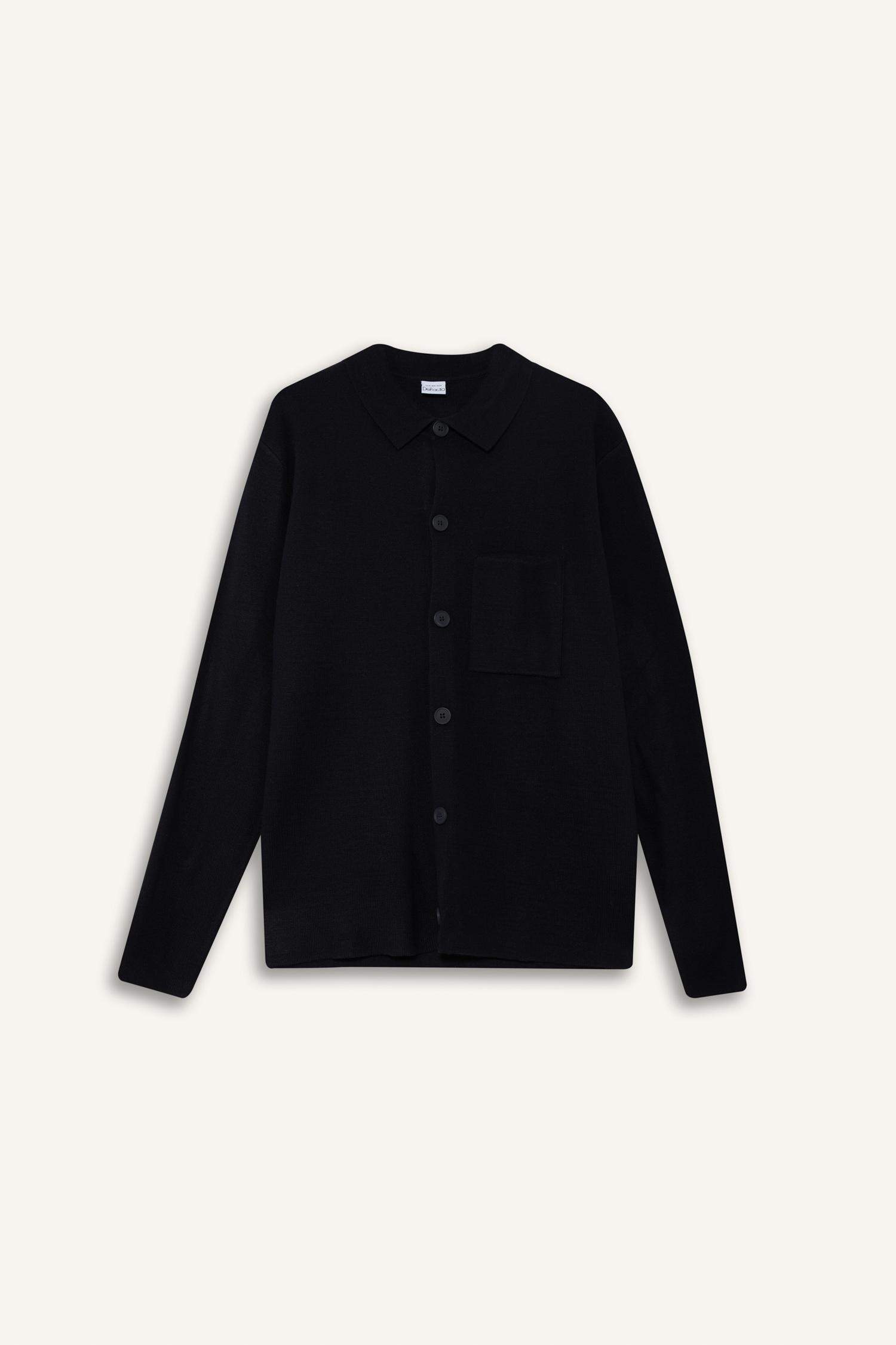 Standart Fit Polo Yaka Düğmeli Ön Cep Detaylı Triko Hırka