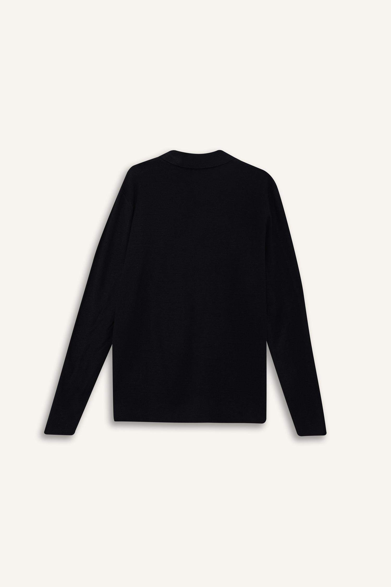 Standart Fit Polo Yaka Düğmeli Ön Cep Detaylı Triko Hırka