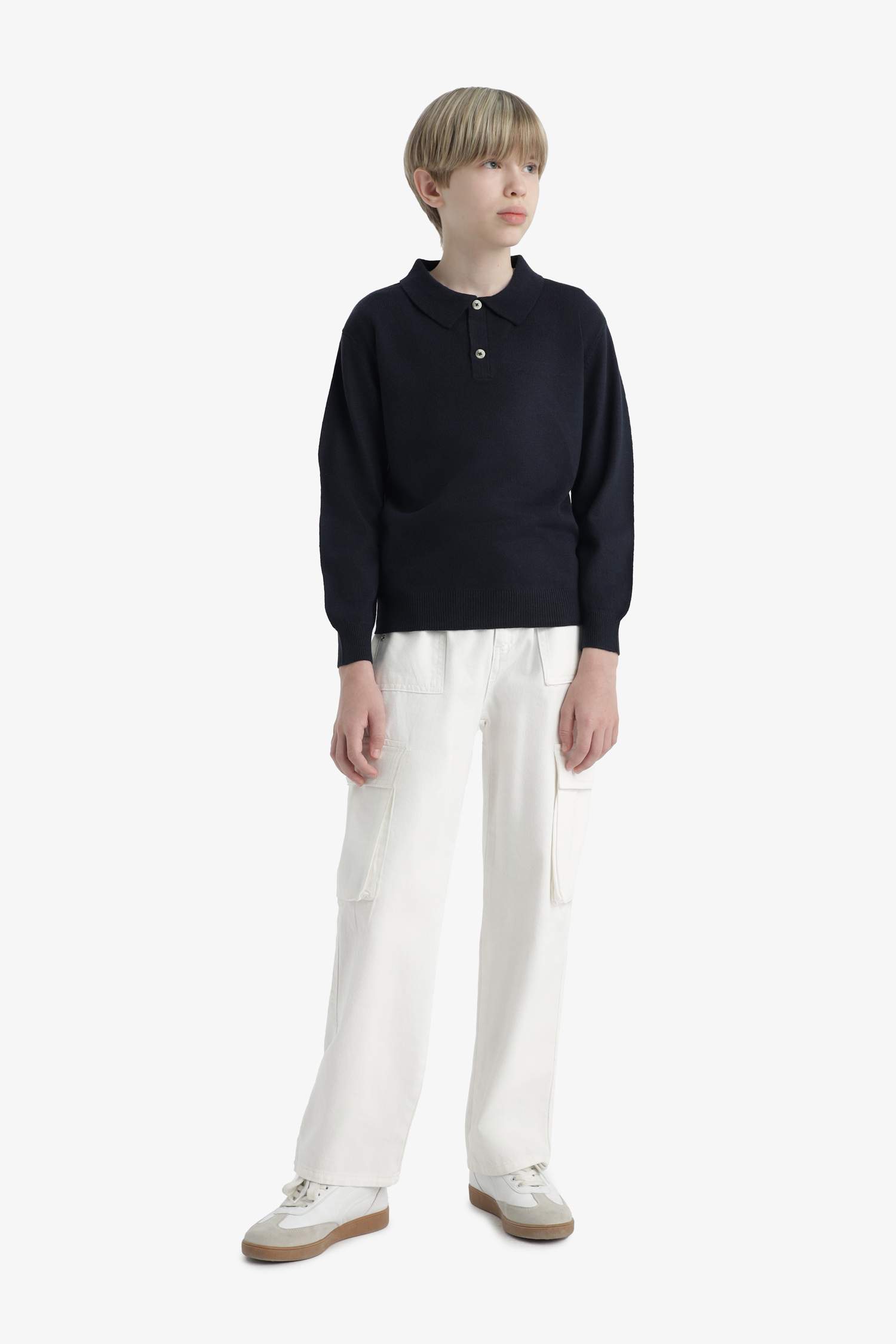 Детский свитер с поло-воротником, Школьная коллекция