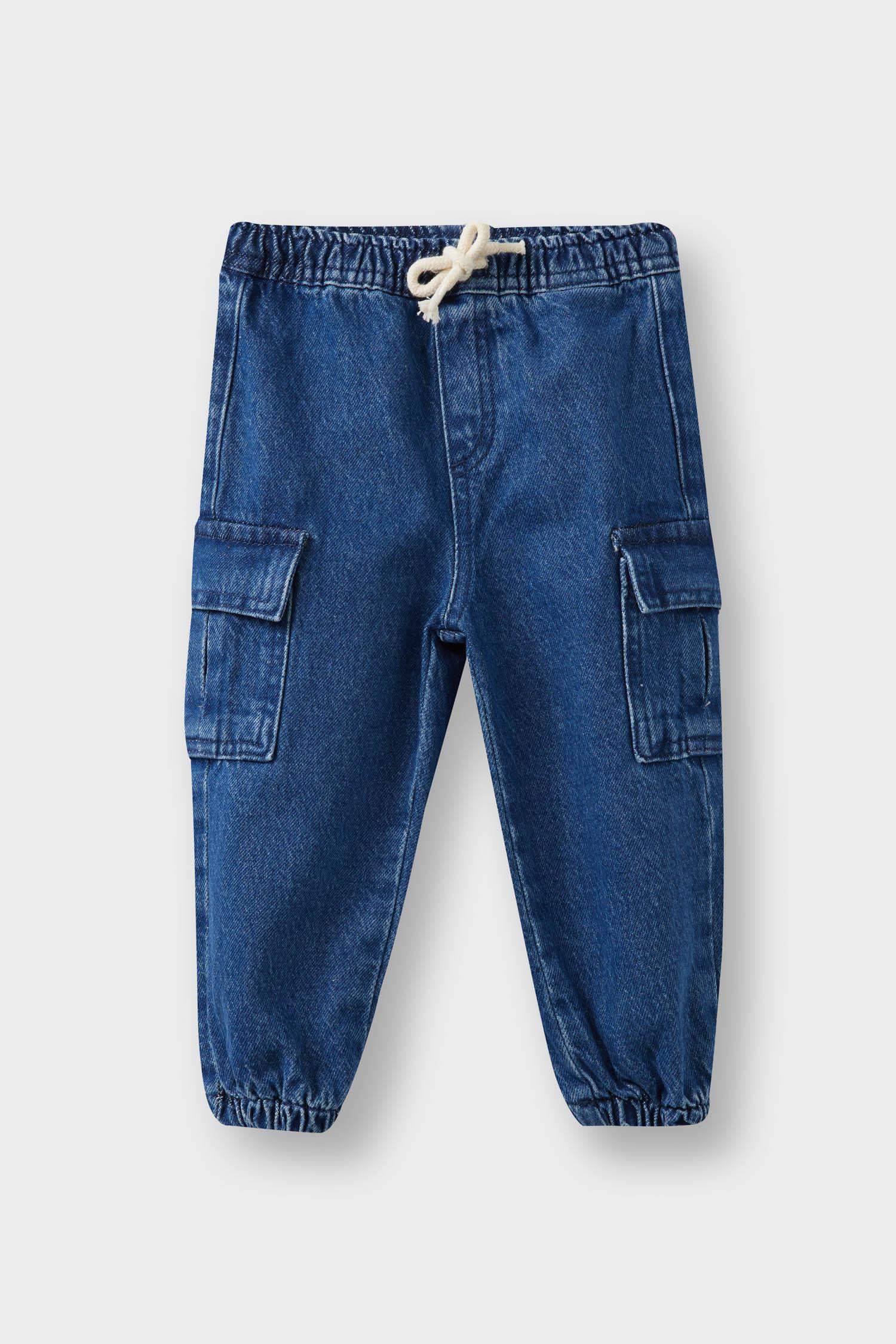 بنطرون جينز كارجو جوجر فيت بجيب