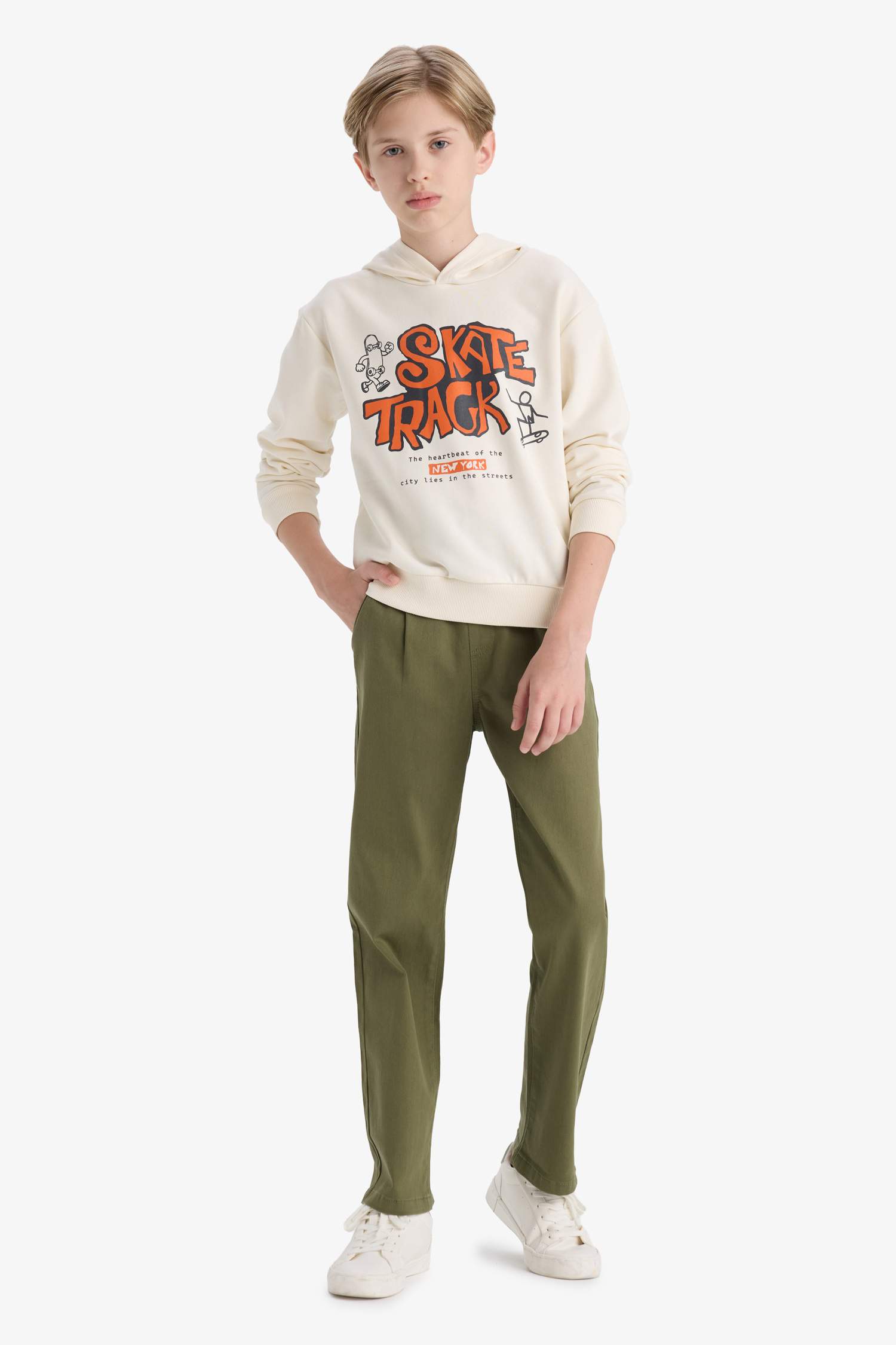 Boy Regular Fit Straight Leg Gabardine Trousers