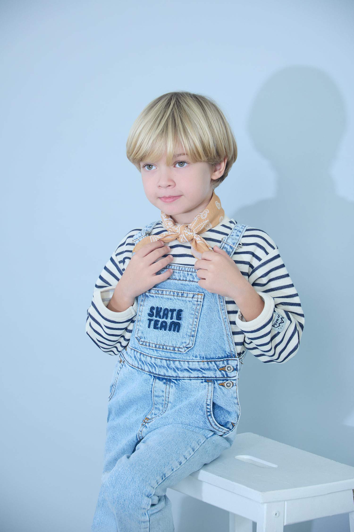 Erkek Bebek Etiket Baskılı Jean Tulum