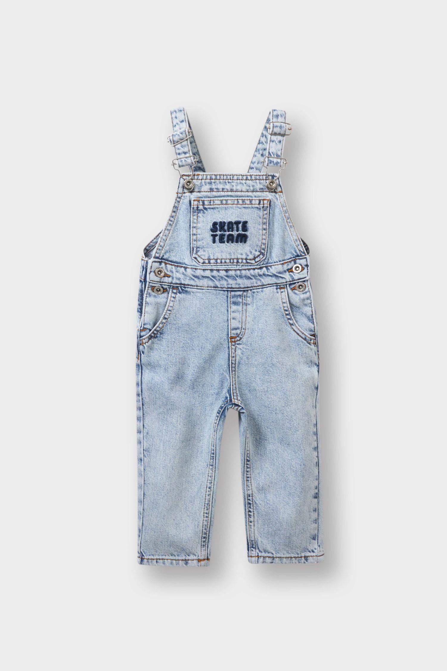 Erkek Bebek Etiket Baskılı Jean Tulum