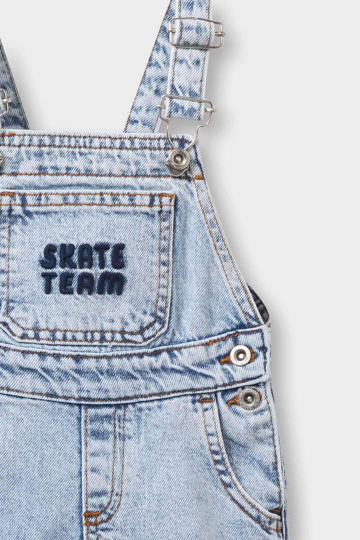 Erkek Bebek Etiket Baskılı Jean Tulum