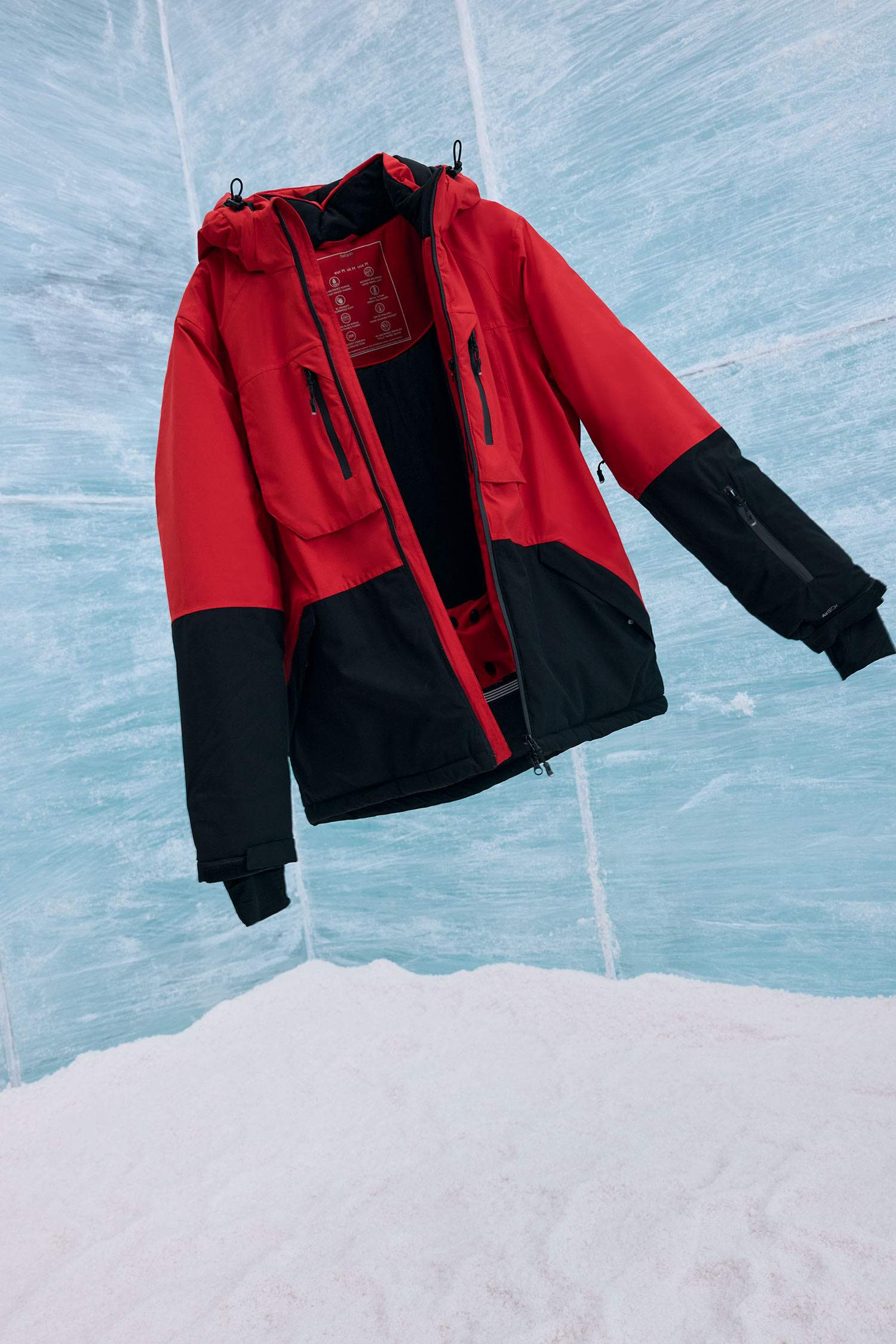 Su İtici Slim Fit Dar Kesim Kapüşonlu Fermuarlı Kayak Montu