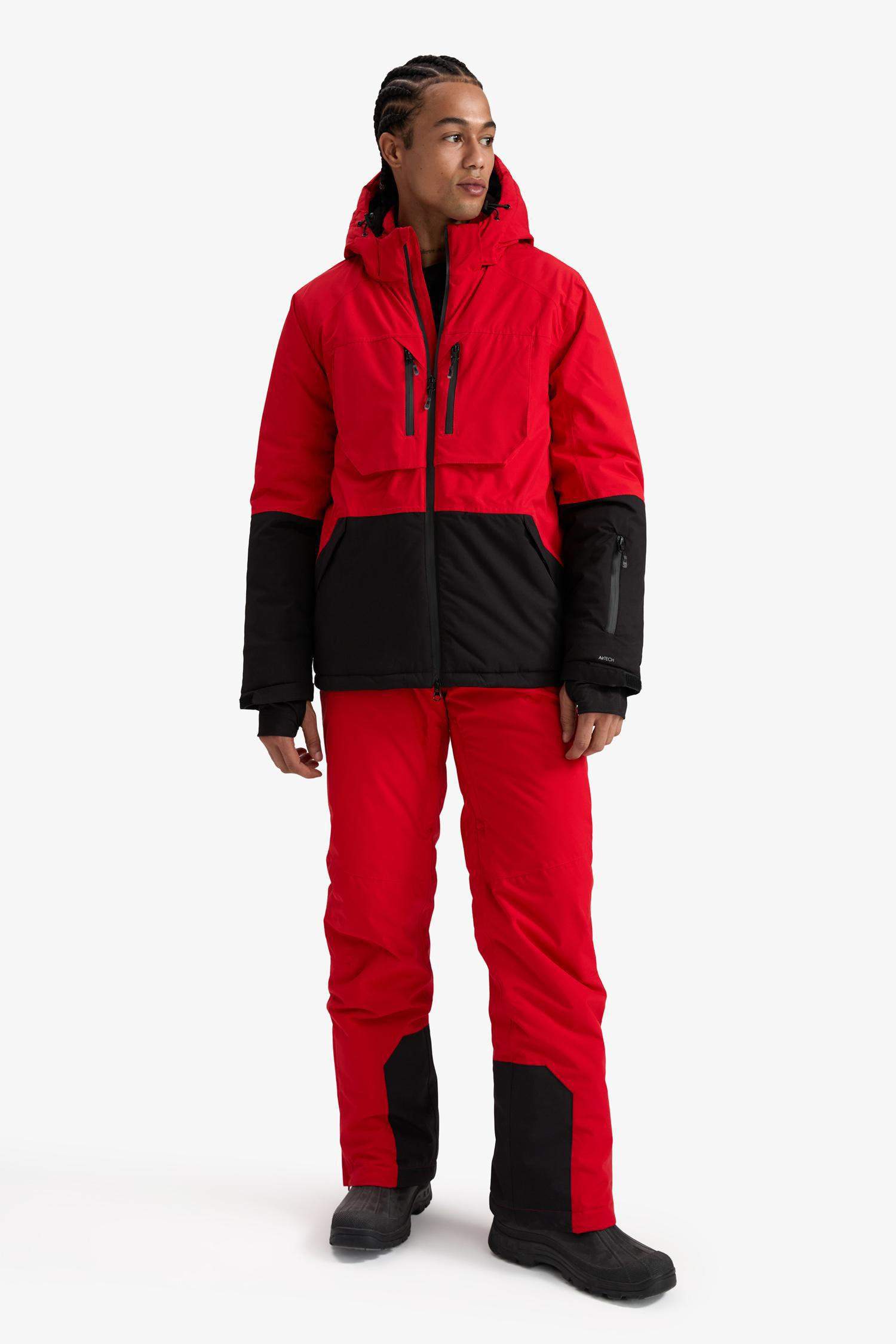 Su İtici Slim Fit Dar Kesim Kapüşonlu Fermuarlı Kayak Montu