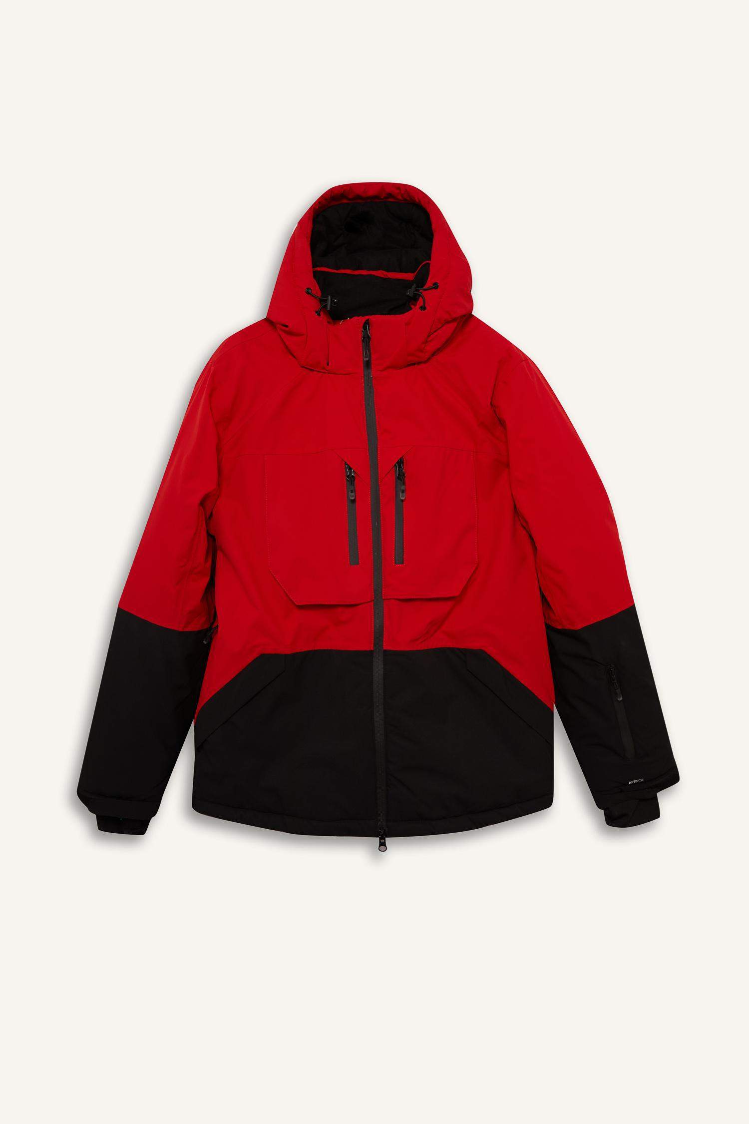 Su İtici Slim Fit Dar Kesim Kapüşonlu Fermuarlı Kayak Montu