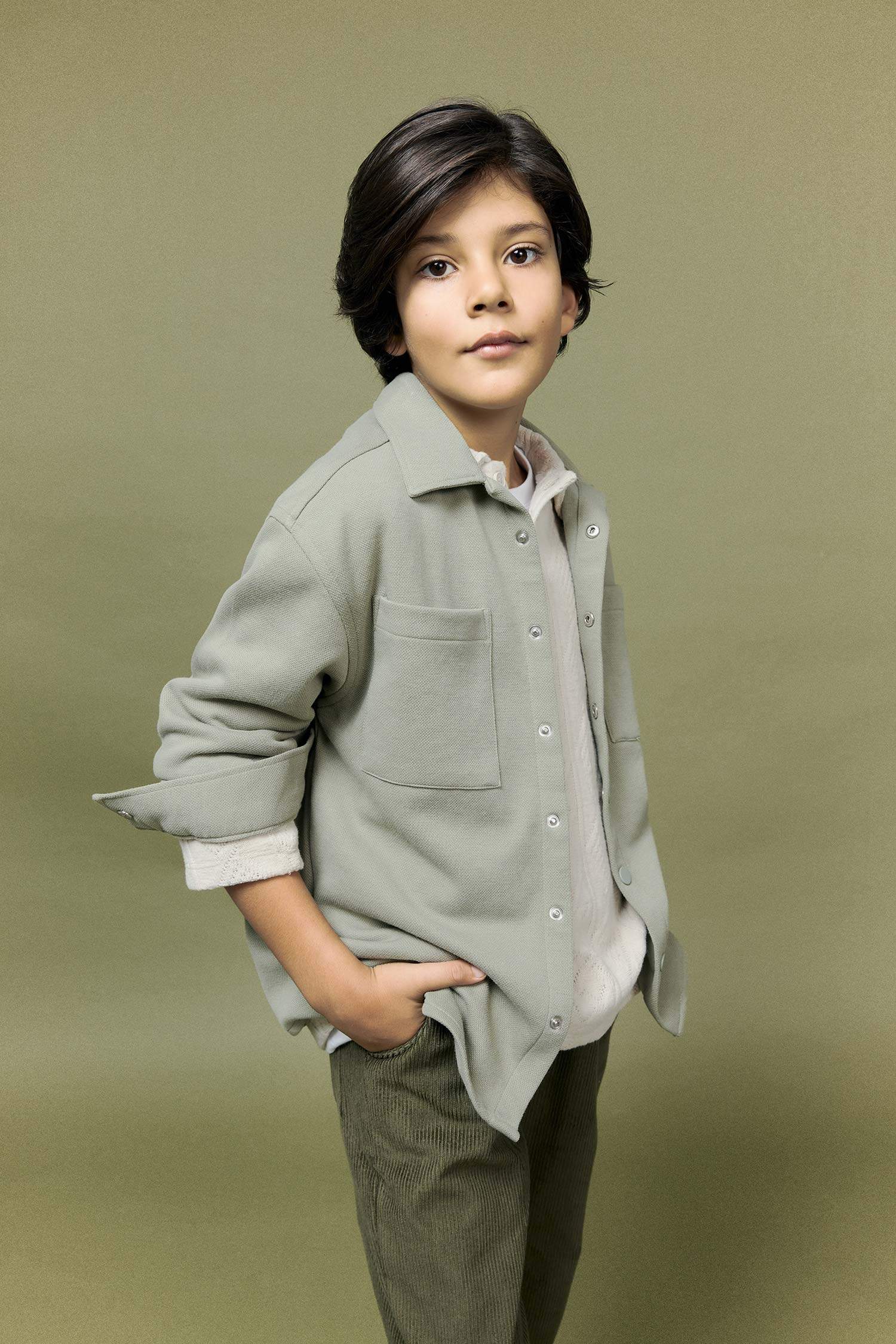 Boy Oversize Fit Polo Neck Long Sleeve Shirt