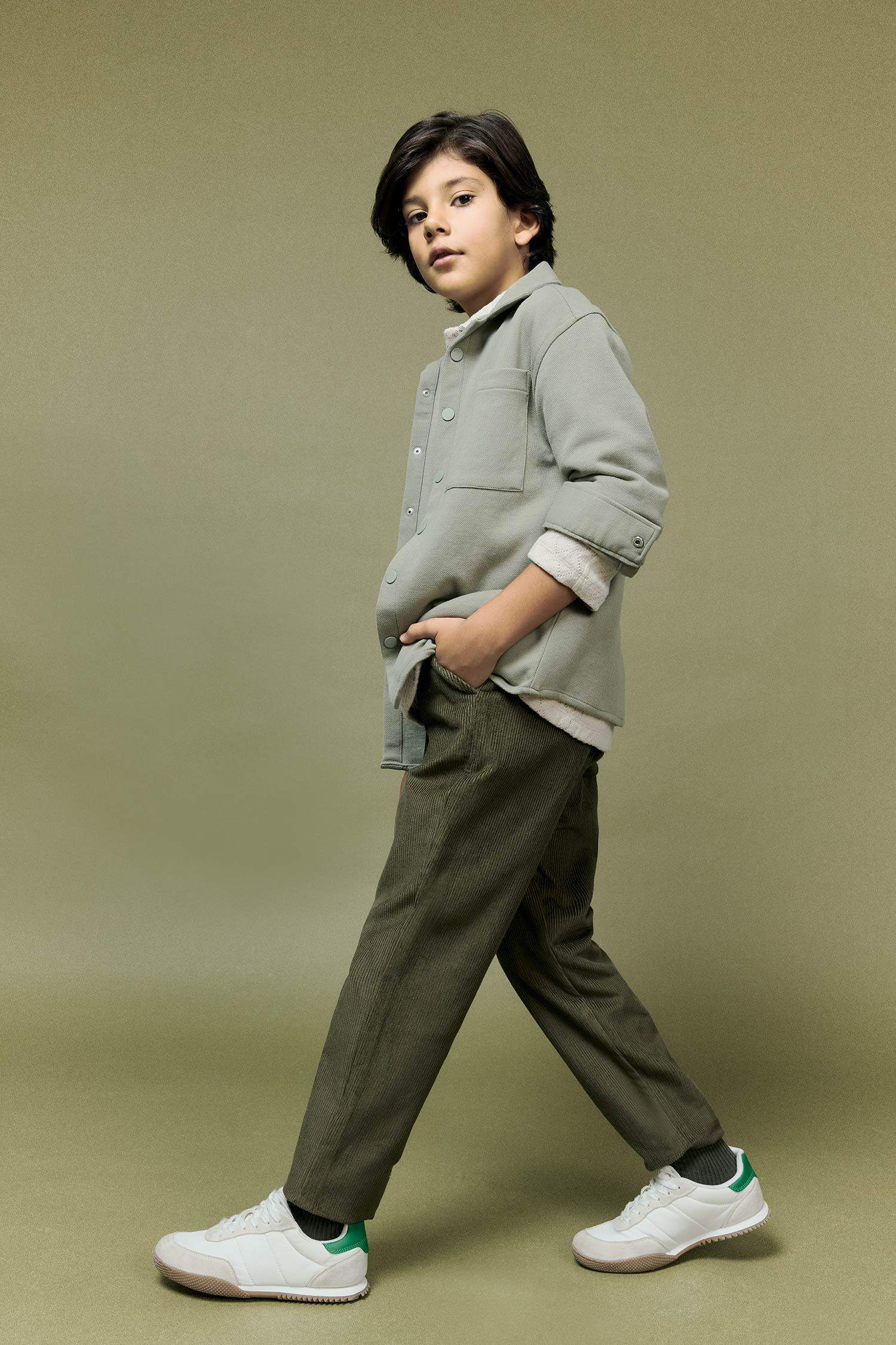 Boy Oversize Fit Polo Neck Long Sleeve Shirt