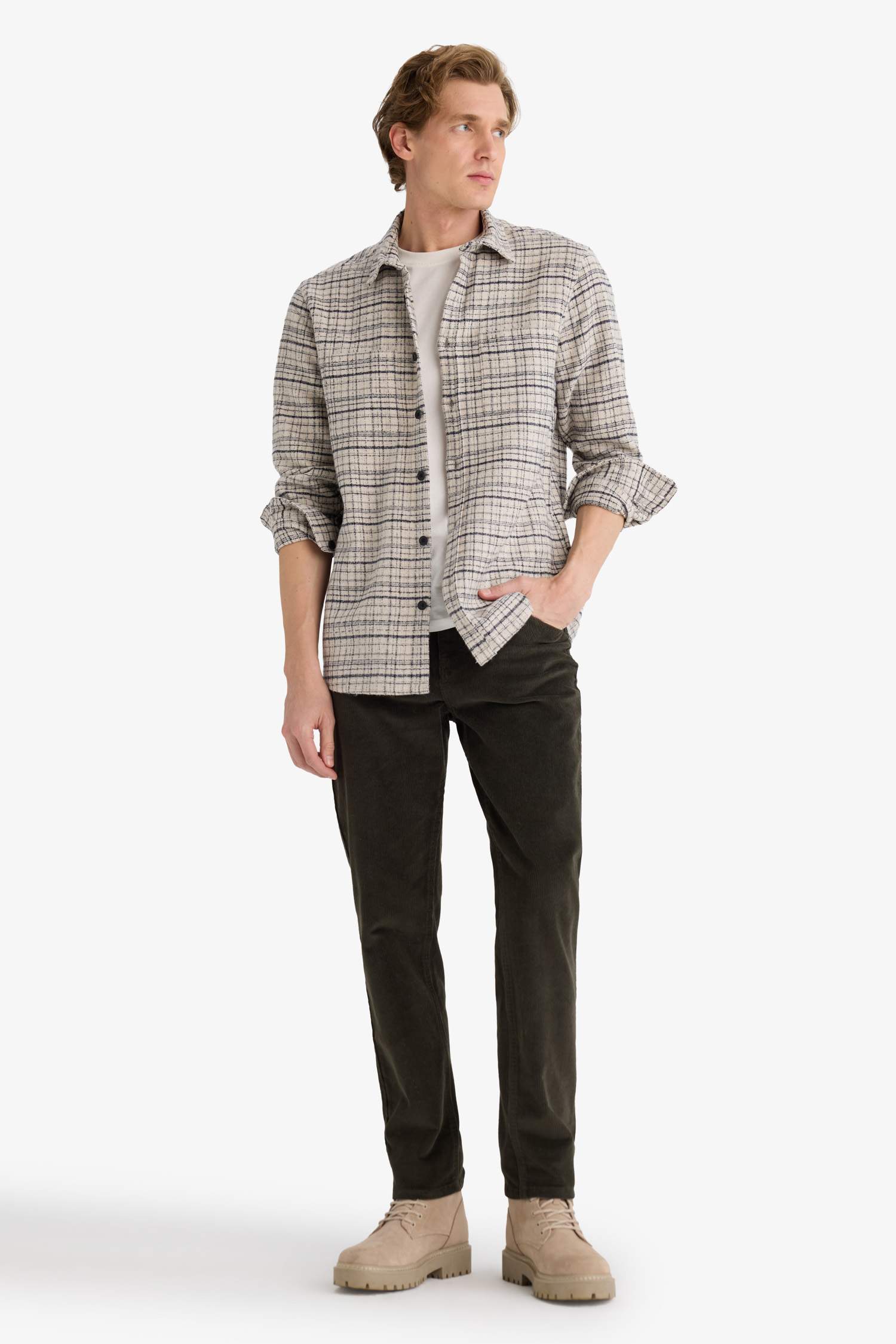 Regular Fit Fitilli Kadife Pantolon