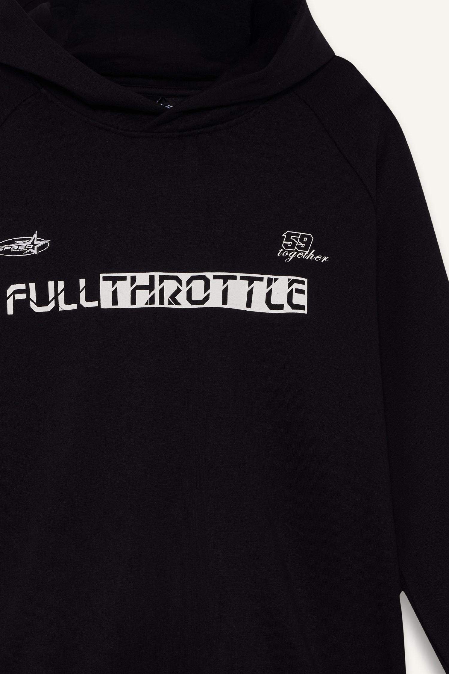 Boxy Fit Kapüşonlu Baskılı Sweatshirt