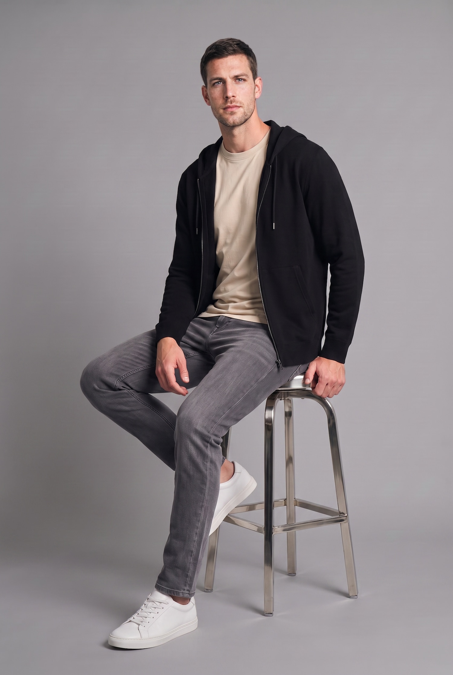 DeFacto Relax Fıt Kapüşonlu Fermuarlı Sweatshirt görsel 5