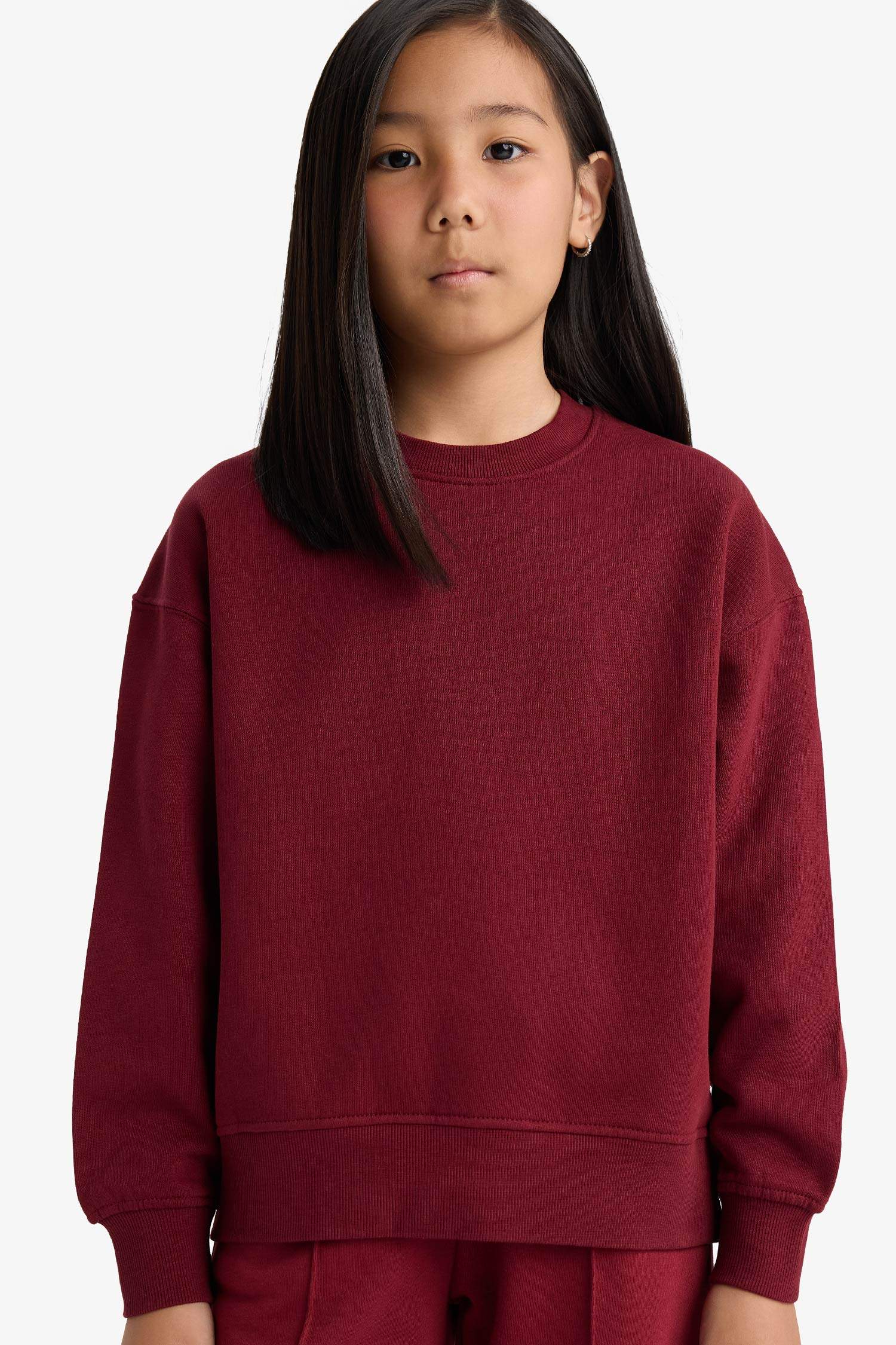 Қыздарға релакс пішімі дөңгелек жаға Свитер