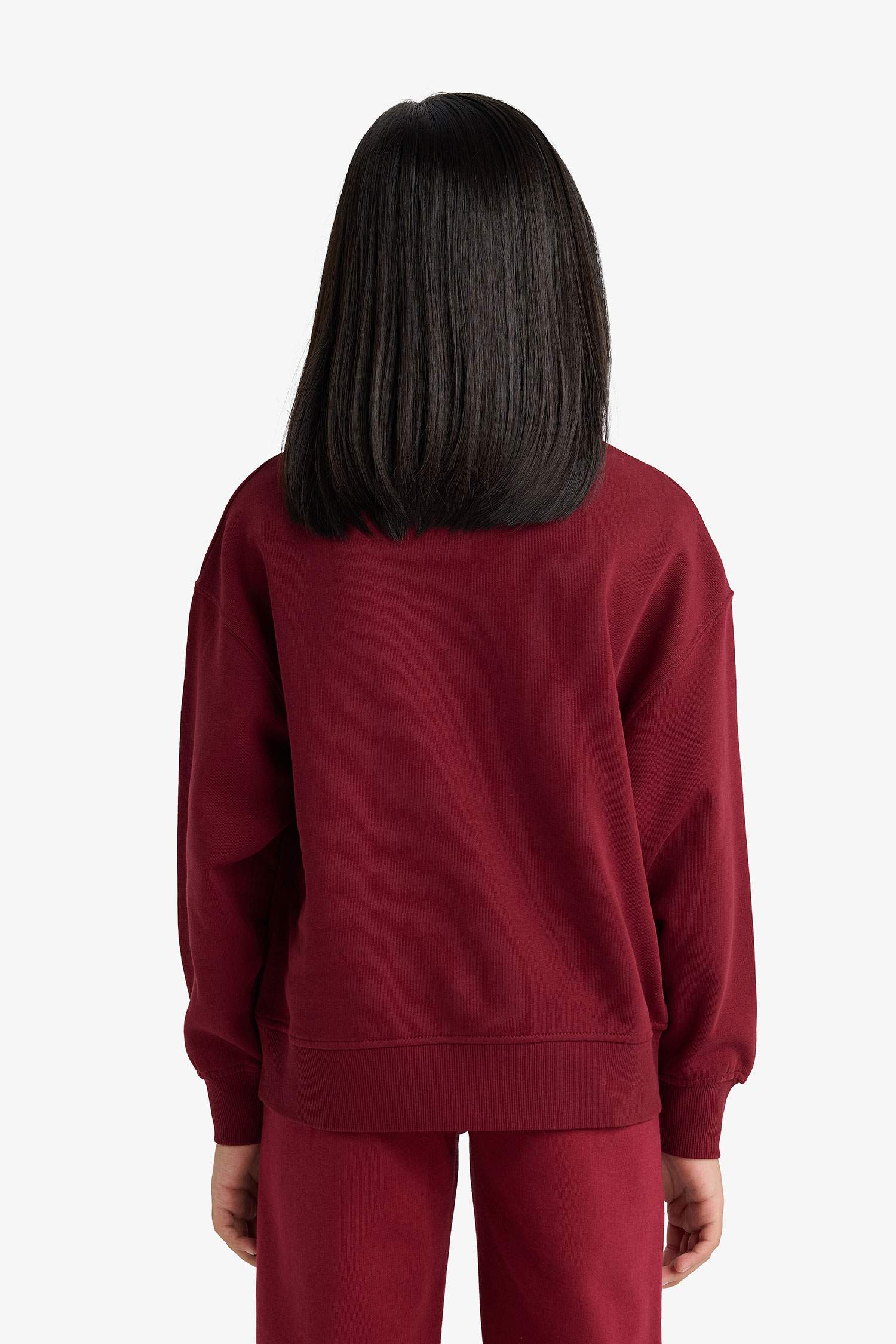 Қыздарға релакс пішімі дөңгелек жаға Свитер