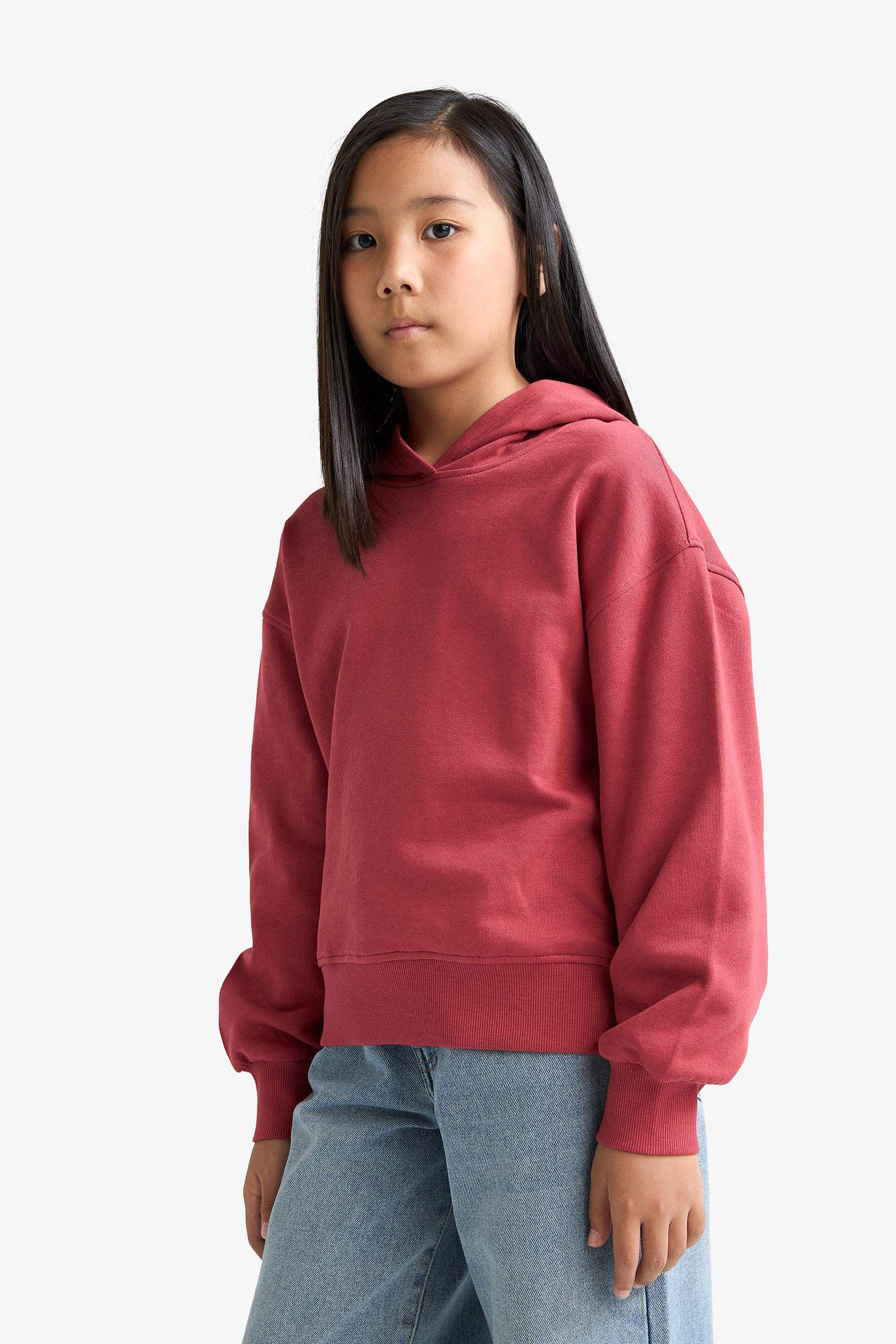 سويت شيرت بناتي تقيل قصة مريحة ببطانة ناعمة وطبعة أنيمة