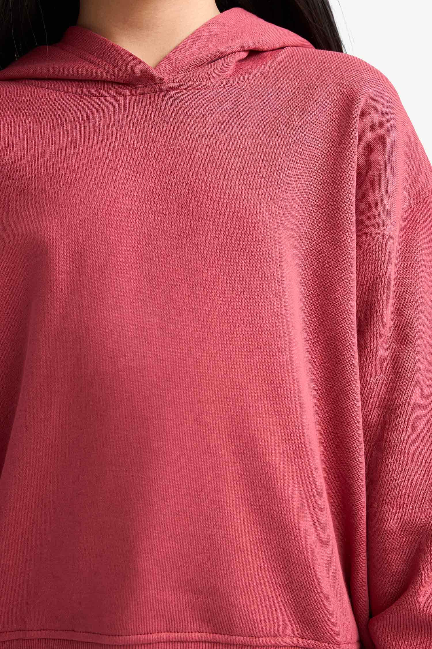 سويت شيرت بناتي تقيل قصة مريحة ببطانة ناعمة وطبعة أنيمة