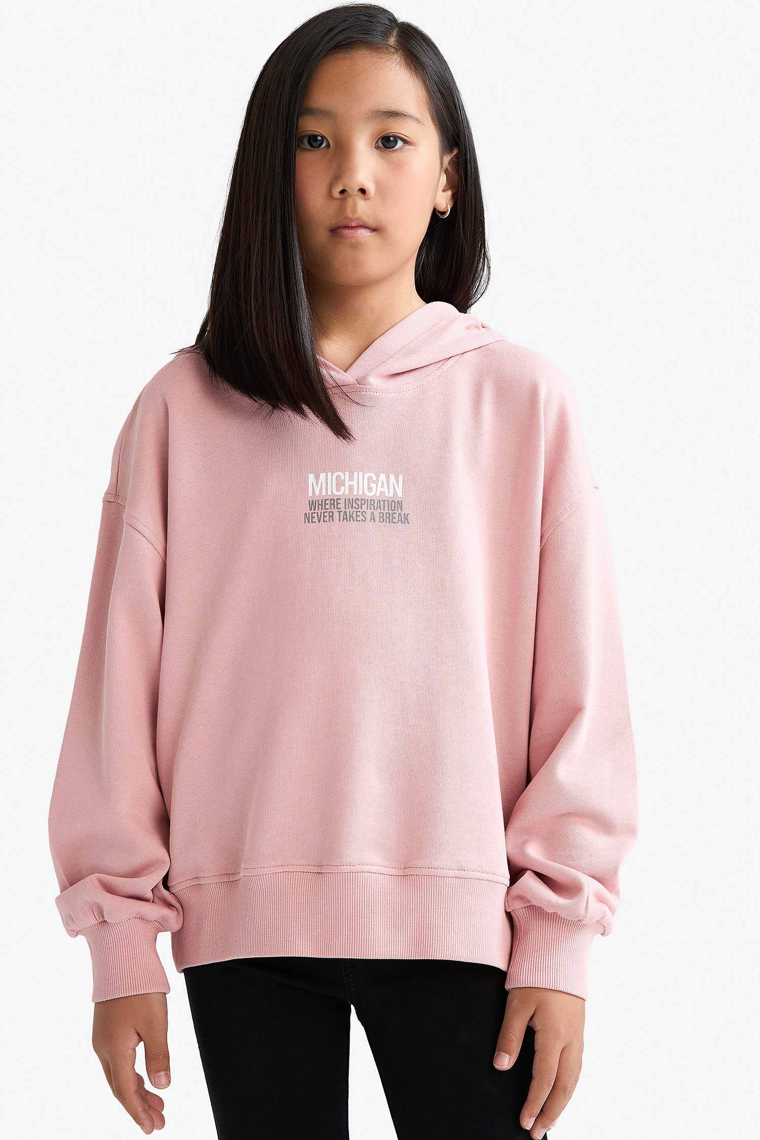 Девочка оверсайз свитшот с принтом и мягким начесом