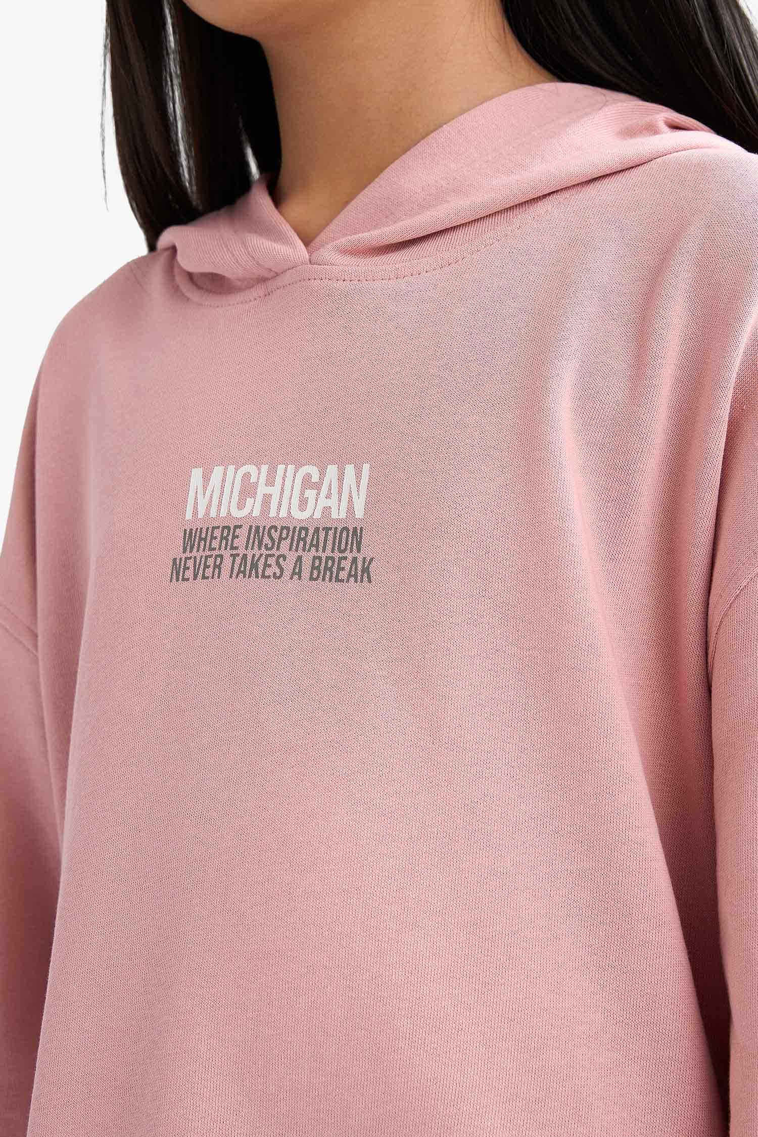 Девочка оверсайз свитшот с принтом и мягким начесом