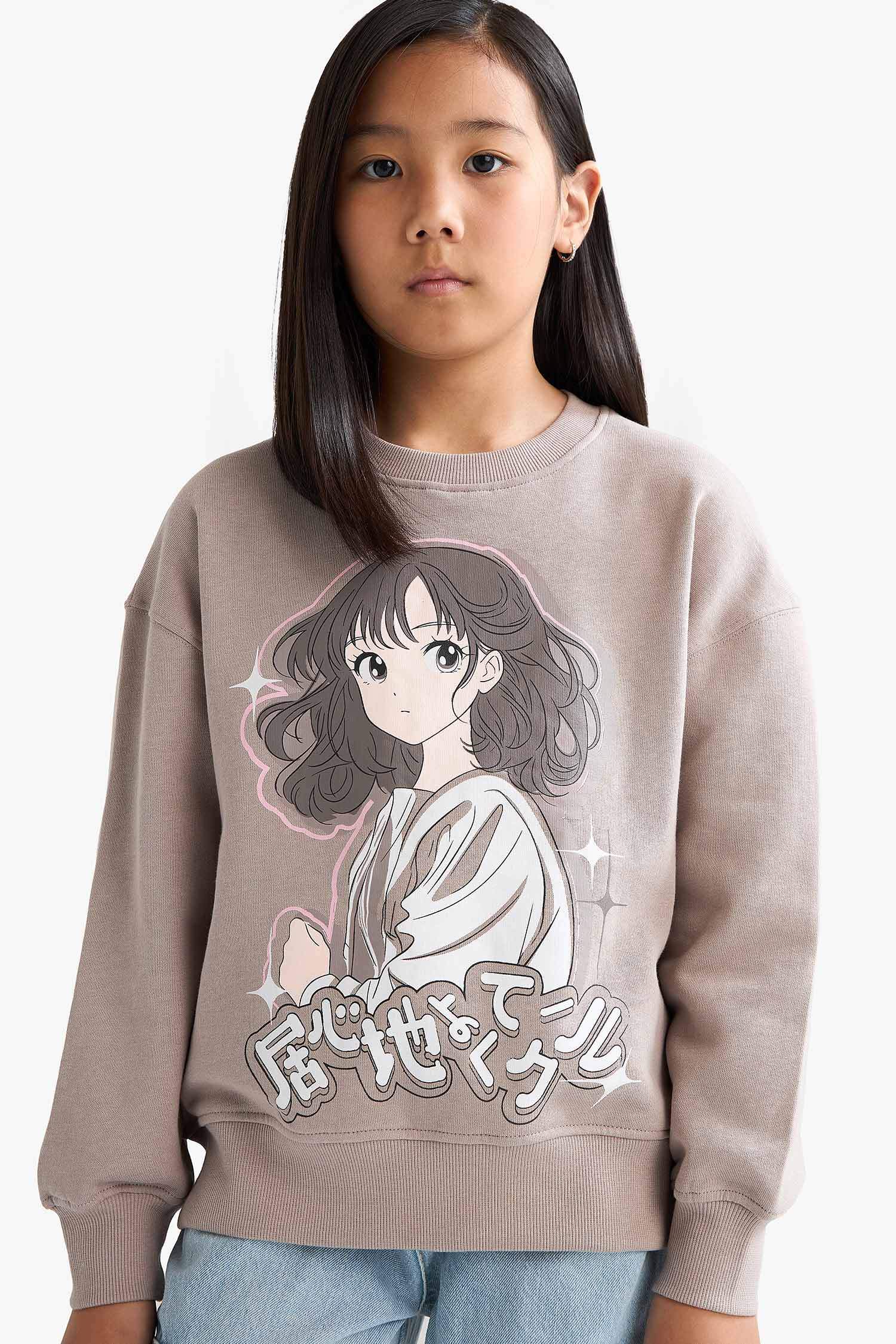 Қыздарға релакс пішімі Аниме дөңгелек жаға Свитер