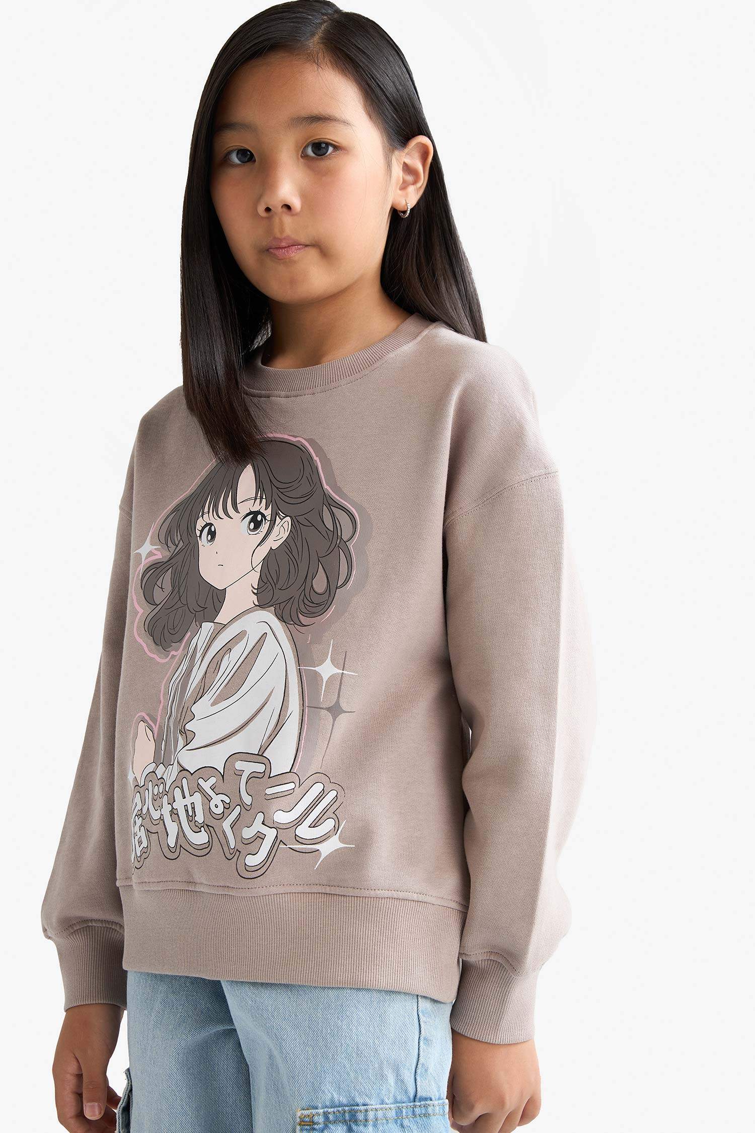 Қыздарға релакс пішімі Аниме дөңгелек жаға Свитер