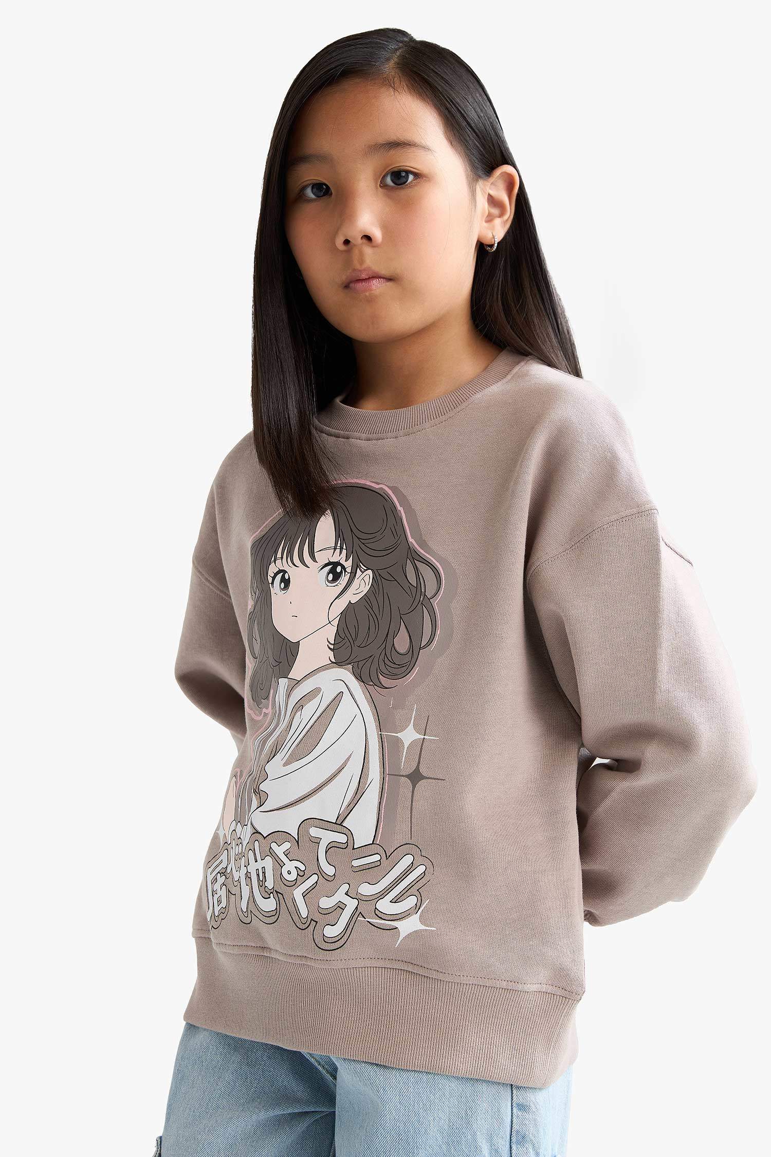 Қыздарға релакс пішімі Аниме дөңгелек жаға Свитер