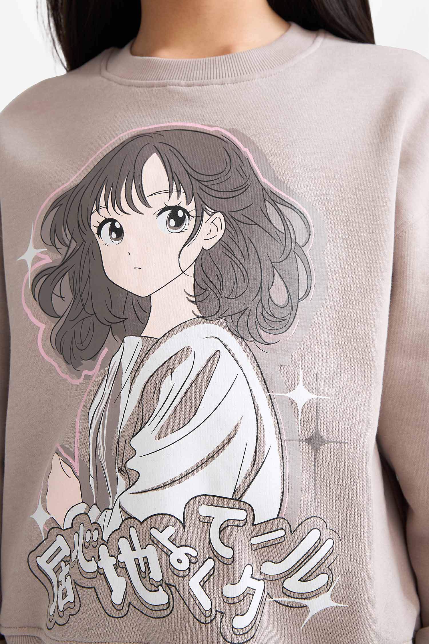 Қыздарға релакс пішімі Аниме дөңгелек жаға Свитер