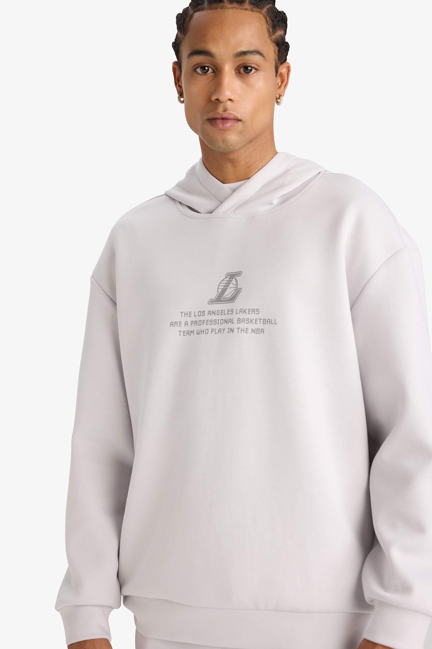 NBA Los Angeles Lakers Boxy Fit Kapüşonlu Skuba Dalgıç Kumaş Sırt Baskılı Sweatshirt