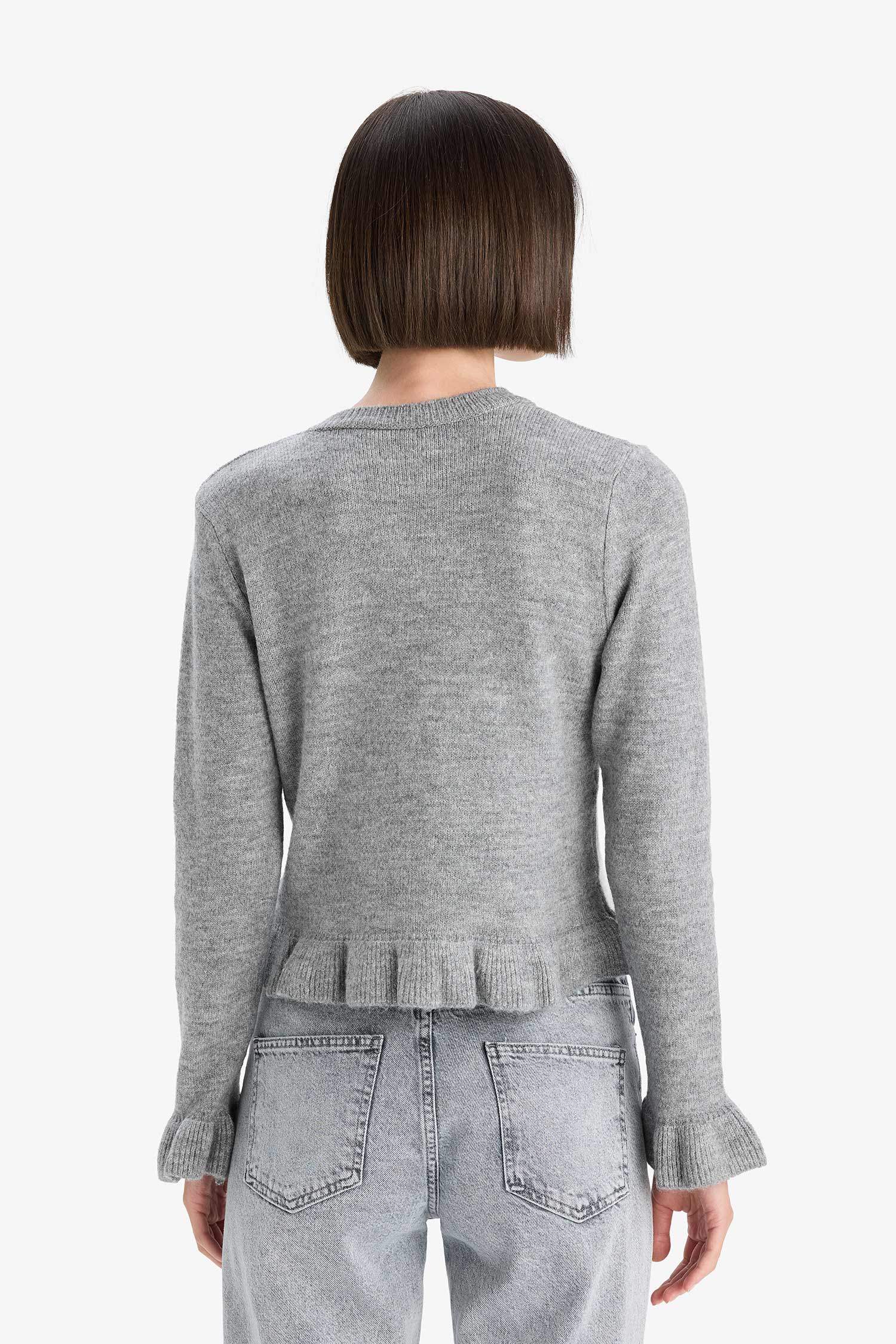 Regular Fit Bisiklet Yaka Triko Hırka