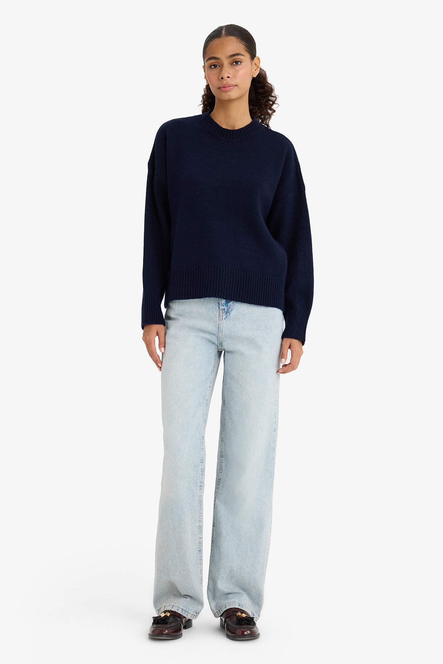 Oversize Fit Crew Neck Knitwear Pullover