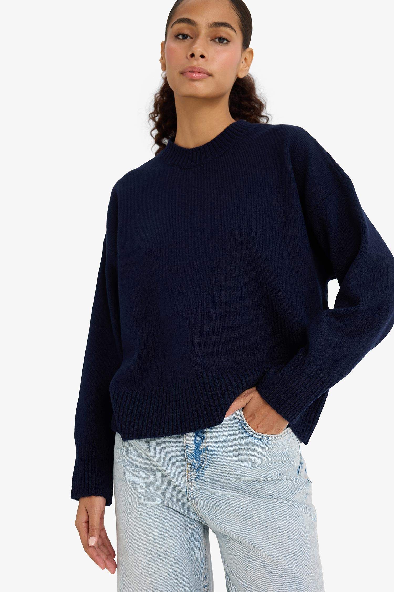 Oversize Fit Crew Neck Knitwear Pullover
