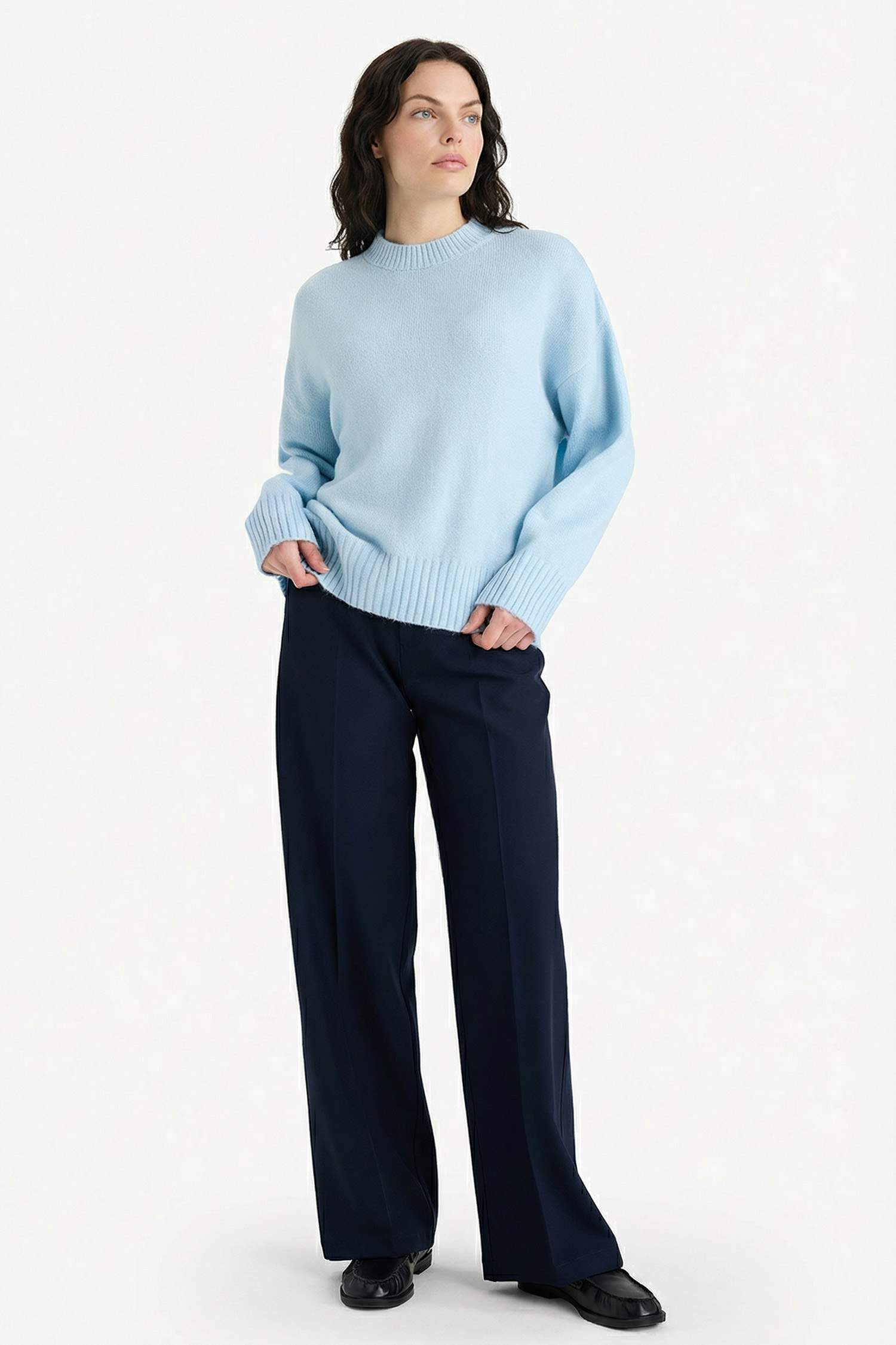 Oversize Geniş Kalıp Bisiklet Yaka Triko Kazak