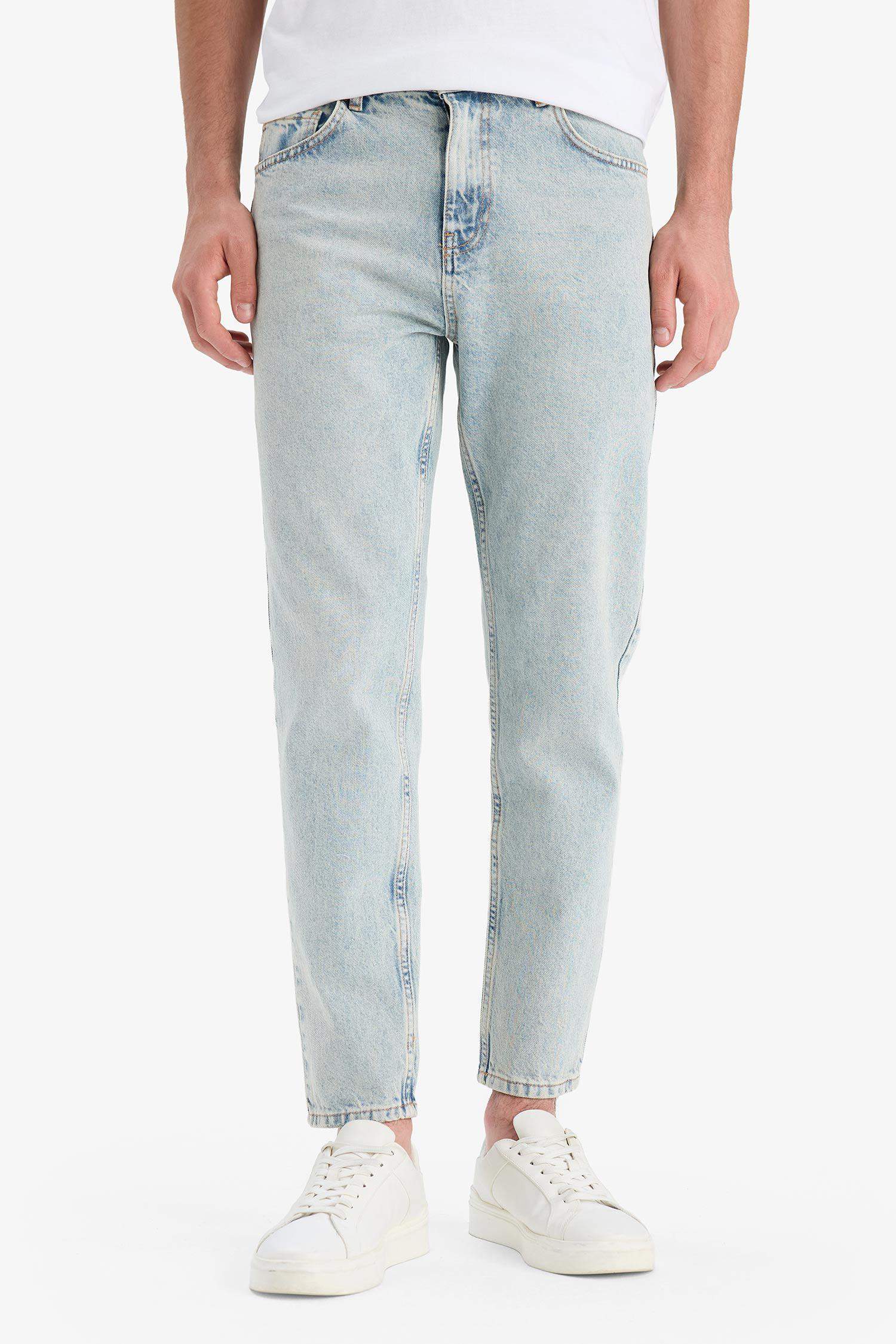 %100 Pamuk 90's Slim Fit Dar Kalıp Yüksek Bel Dar Paça Jean Yıkamalı Pantolon